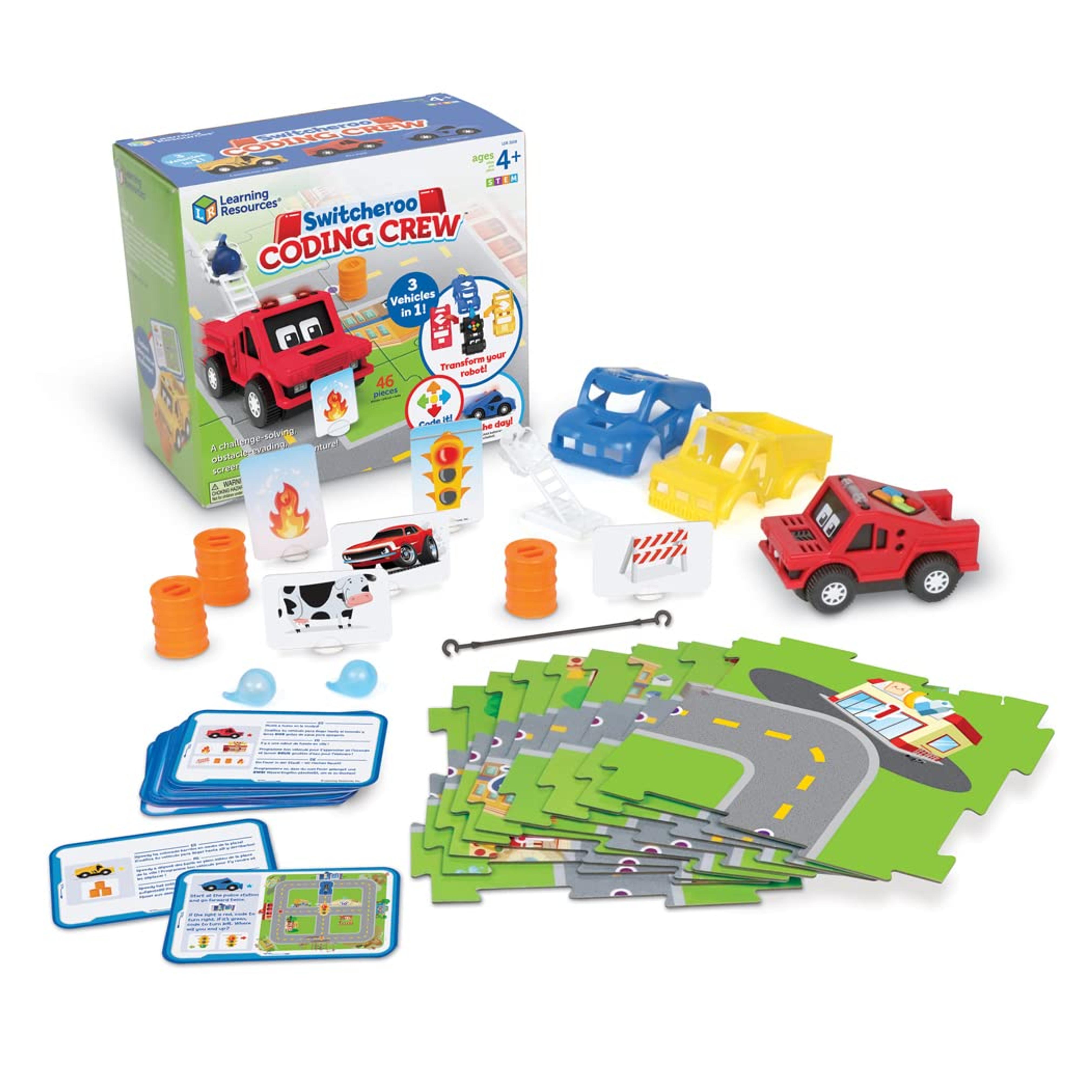 Learning Resources Switcheroo Coding Crew - 46 Pieces, Ages 4+ STEM Toy for Kids, Coding Toy, Interactive Robot