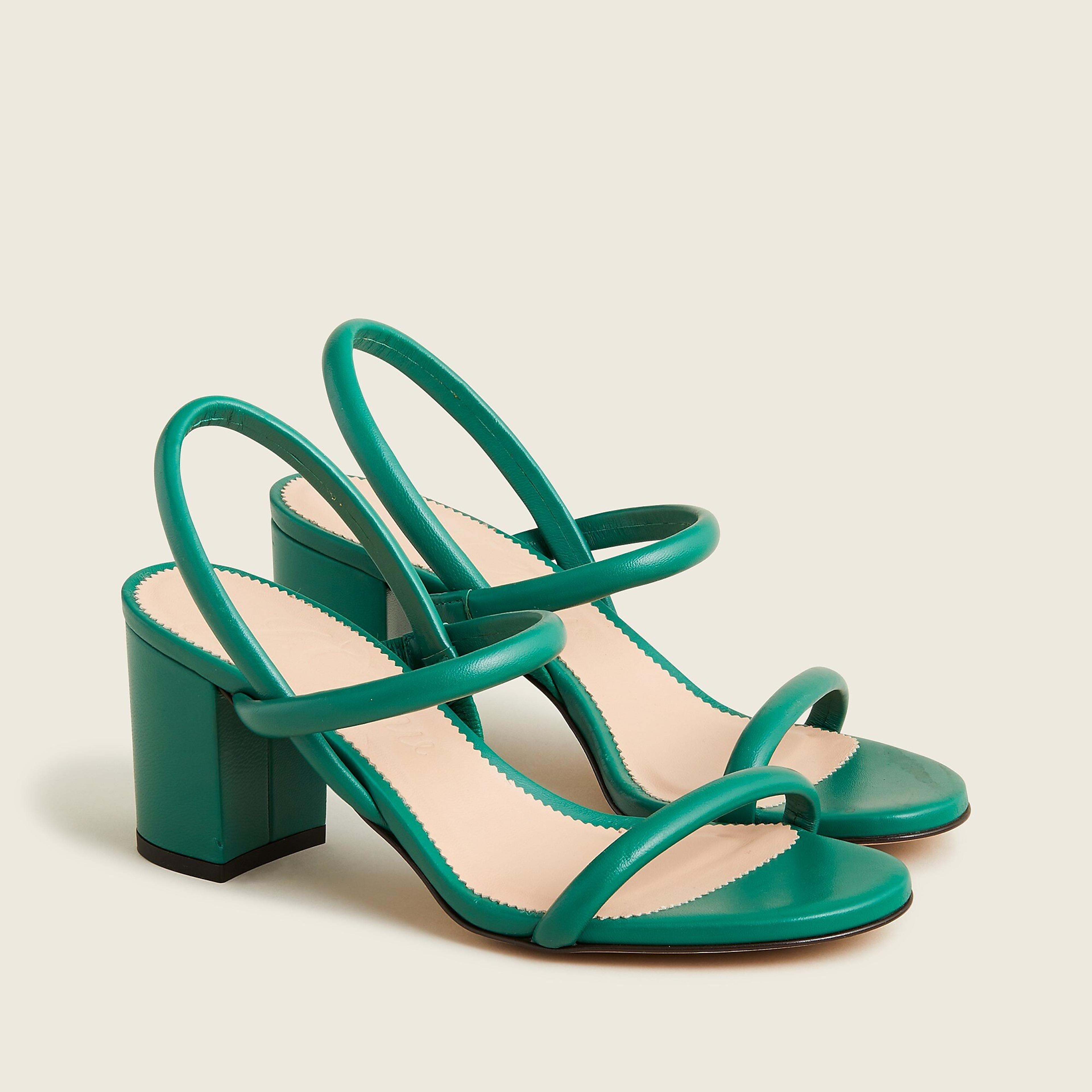 J.Crew: Lucie Slingback Block-heel Sandals In Leather For Women