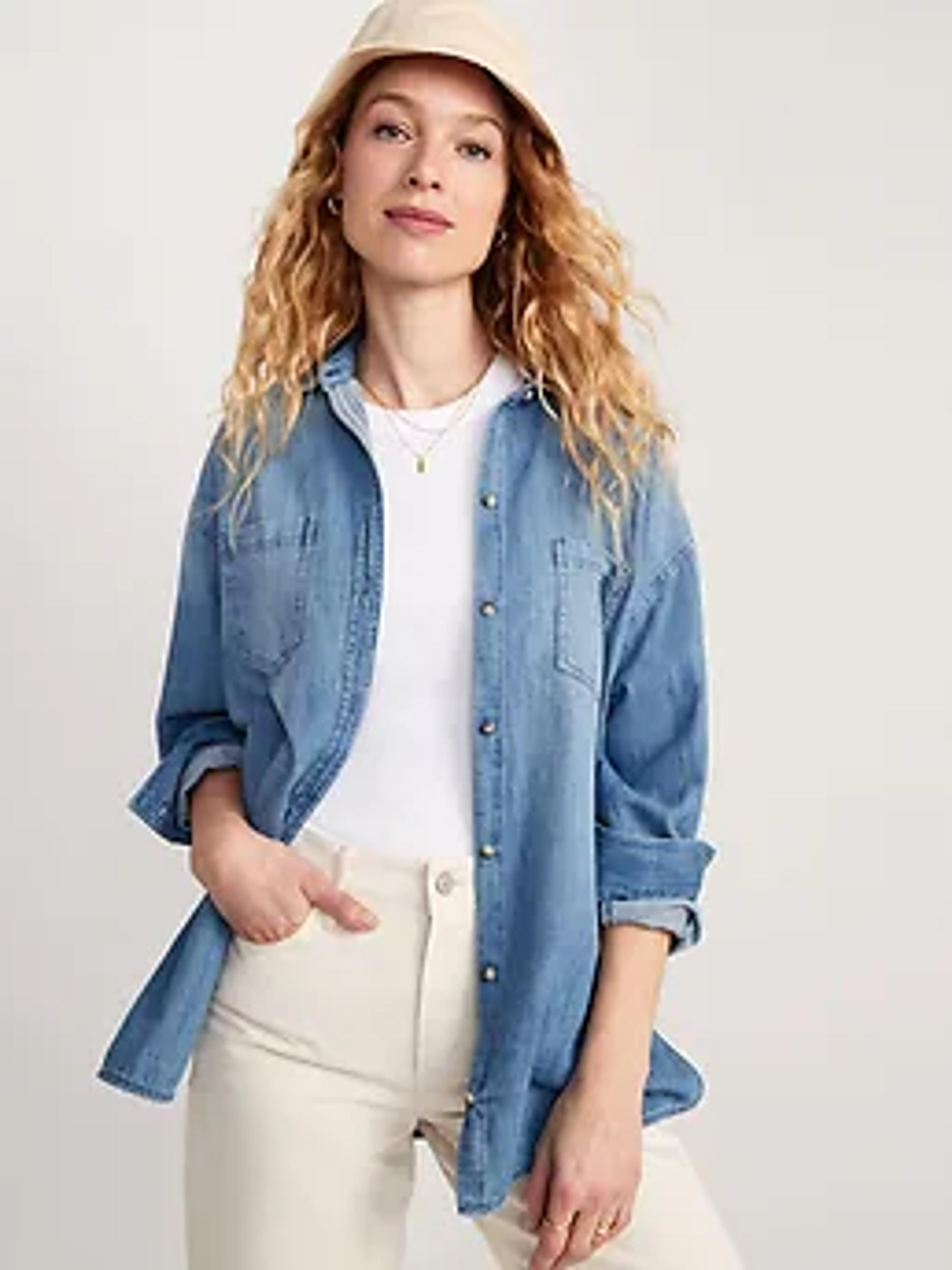 Oversized Jean Boyfriend Shirt for Women