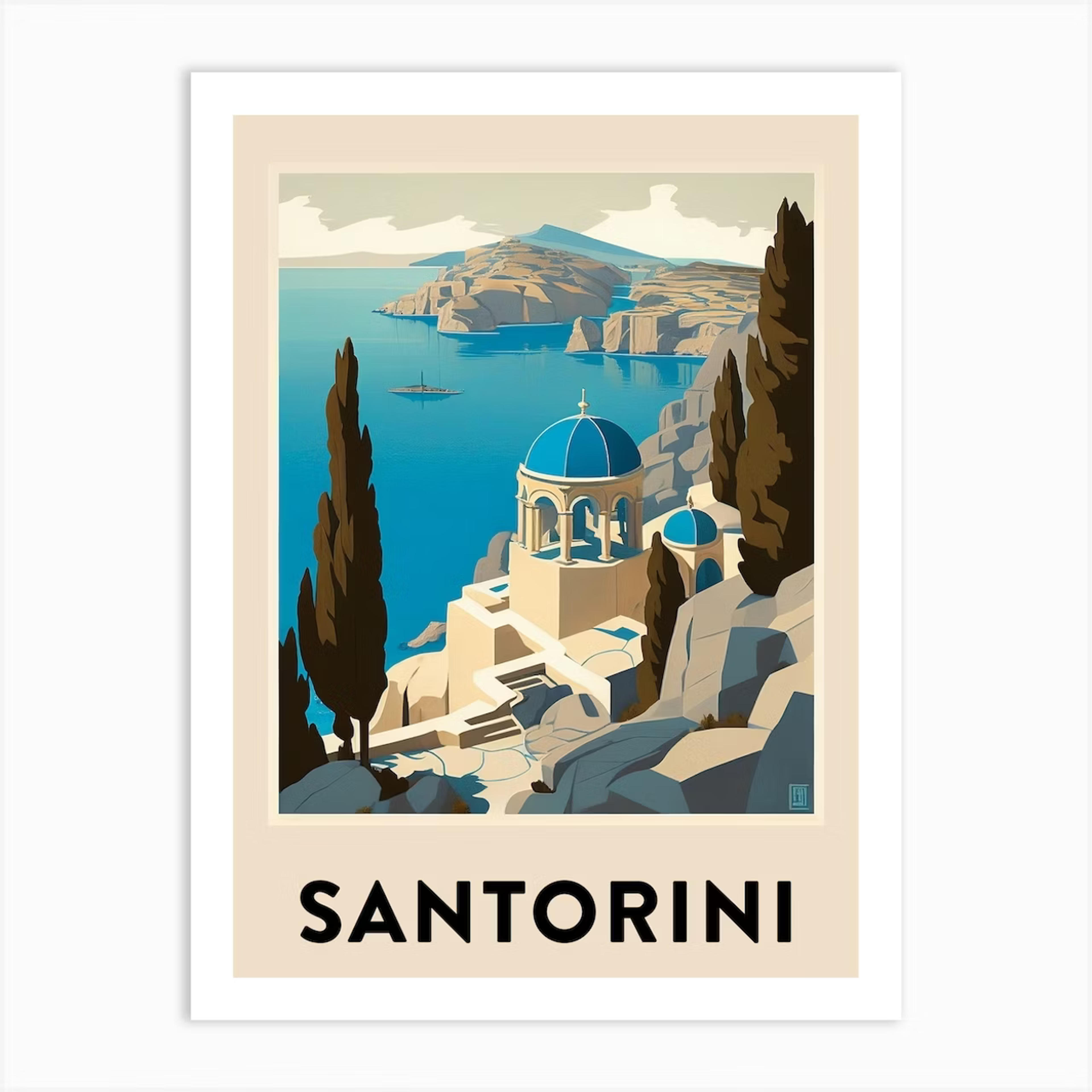 Santorini 5 Vintage Travel Poster Art Print by Travel Poster Collection - Fy