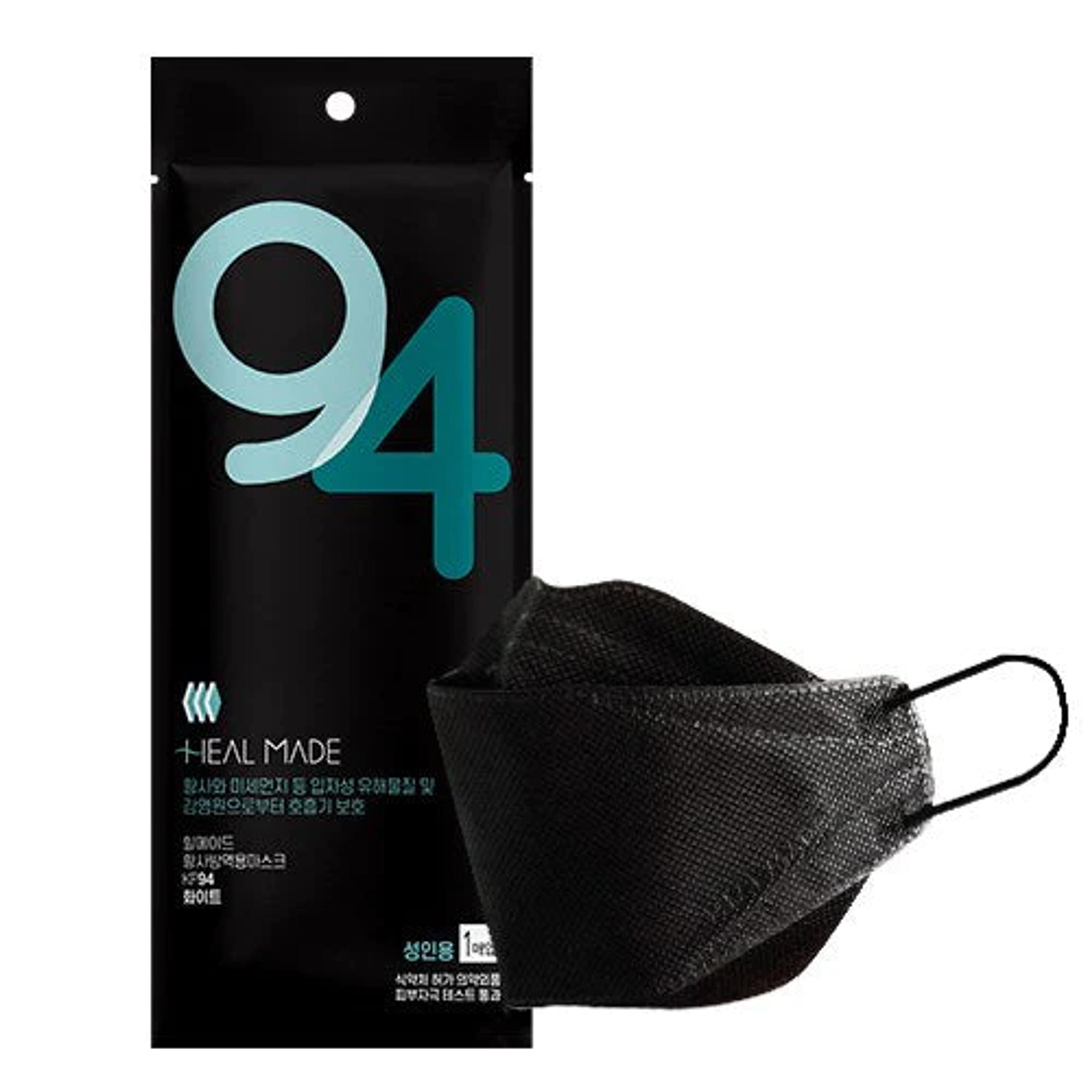 Heal Made KF94 Adult Black Large - 10PCS