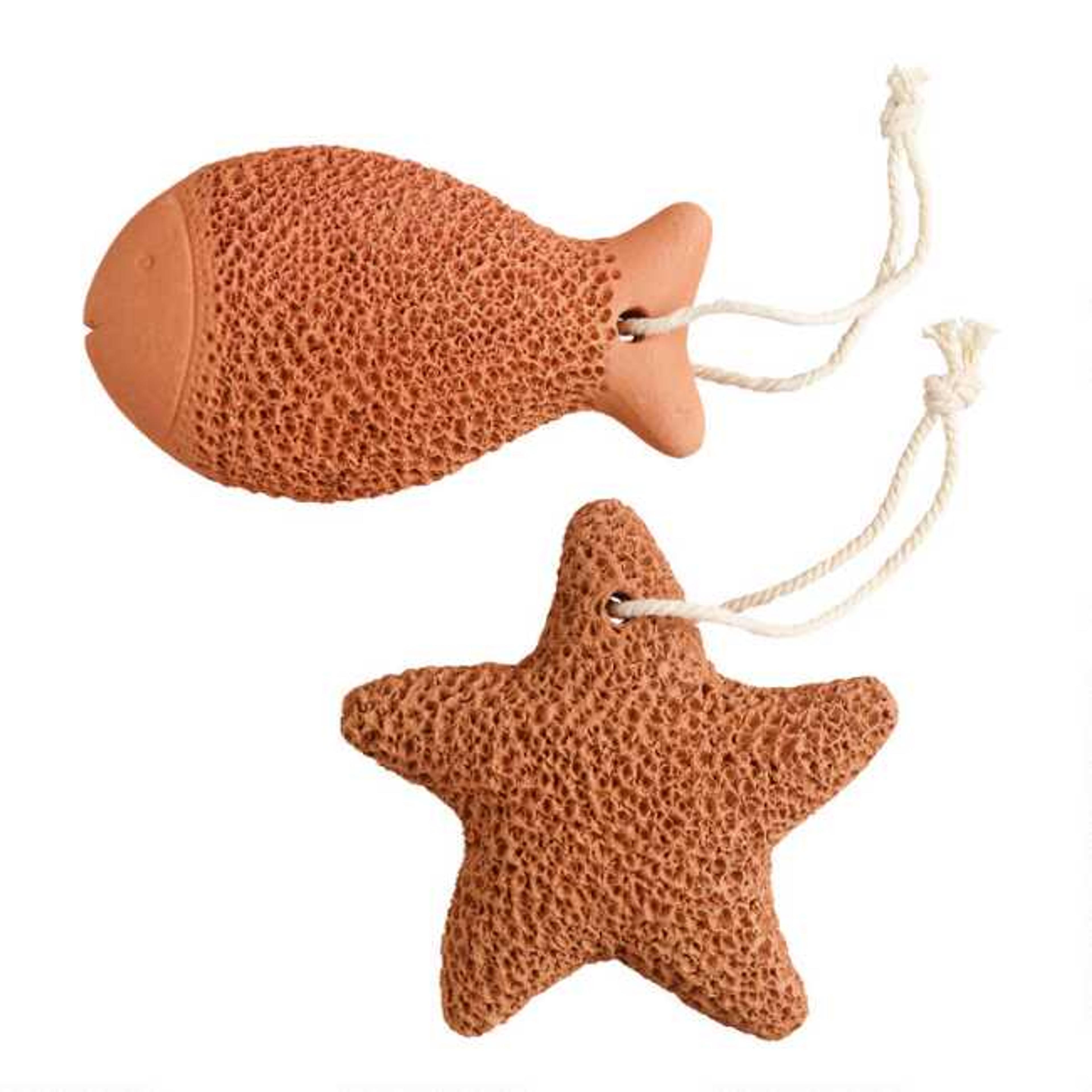 Fish and Starfish Terracotta Foot Scrubbers Set of 2