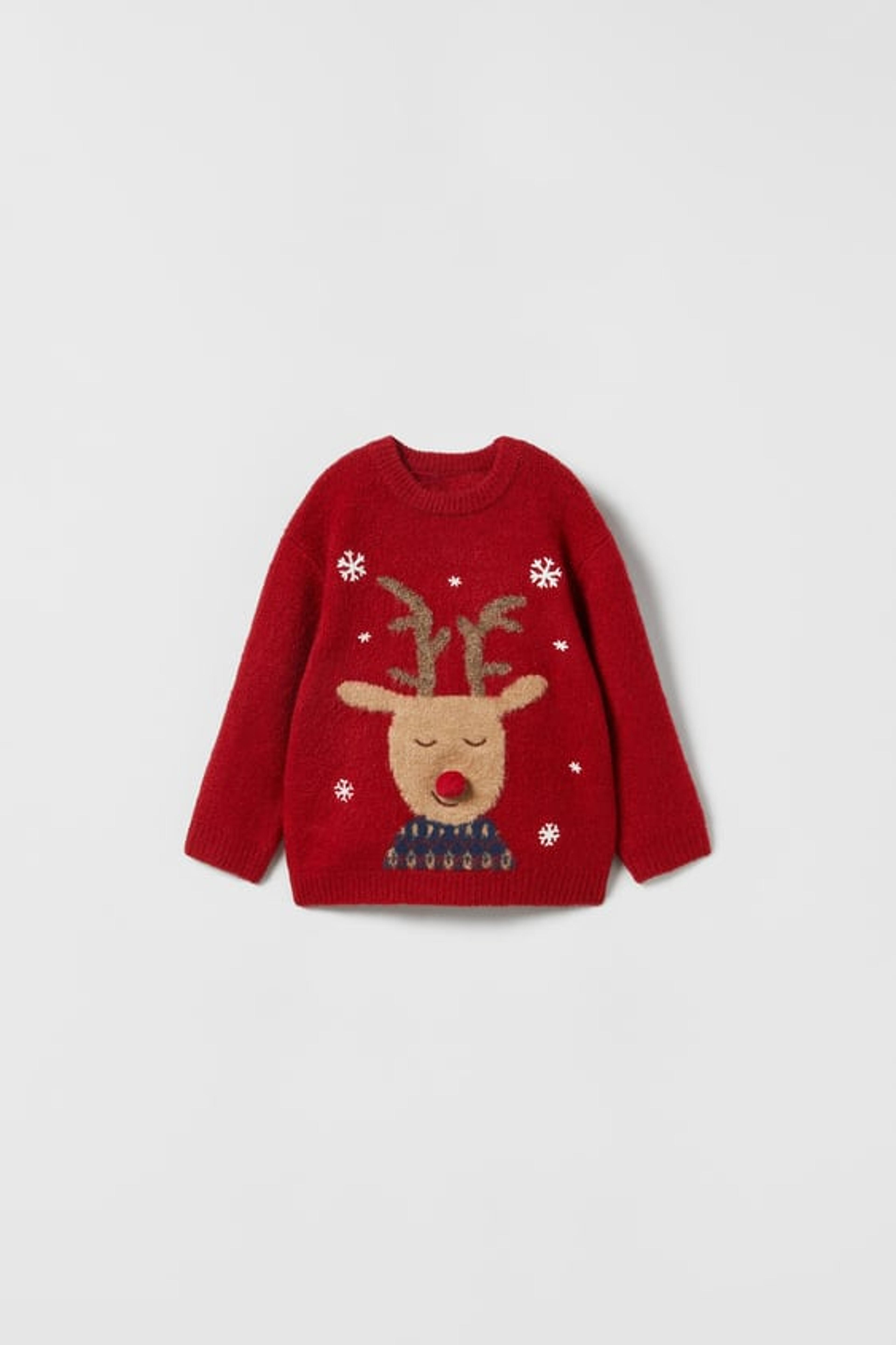 REINDEER KNIT SWEATER - Red | ZARA United States