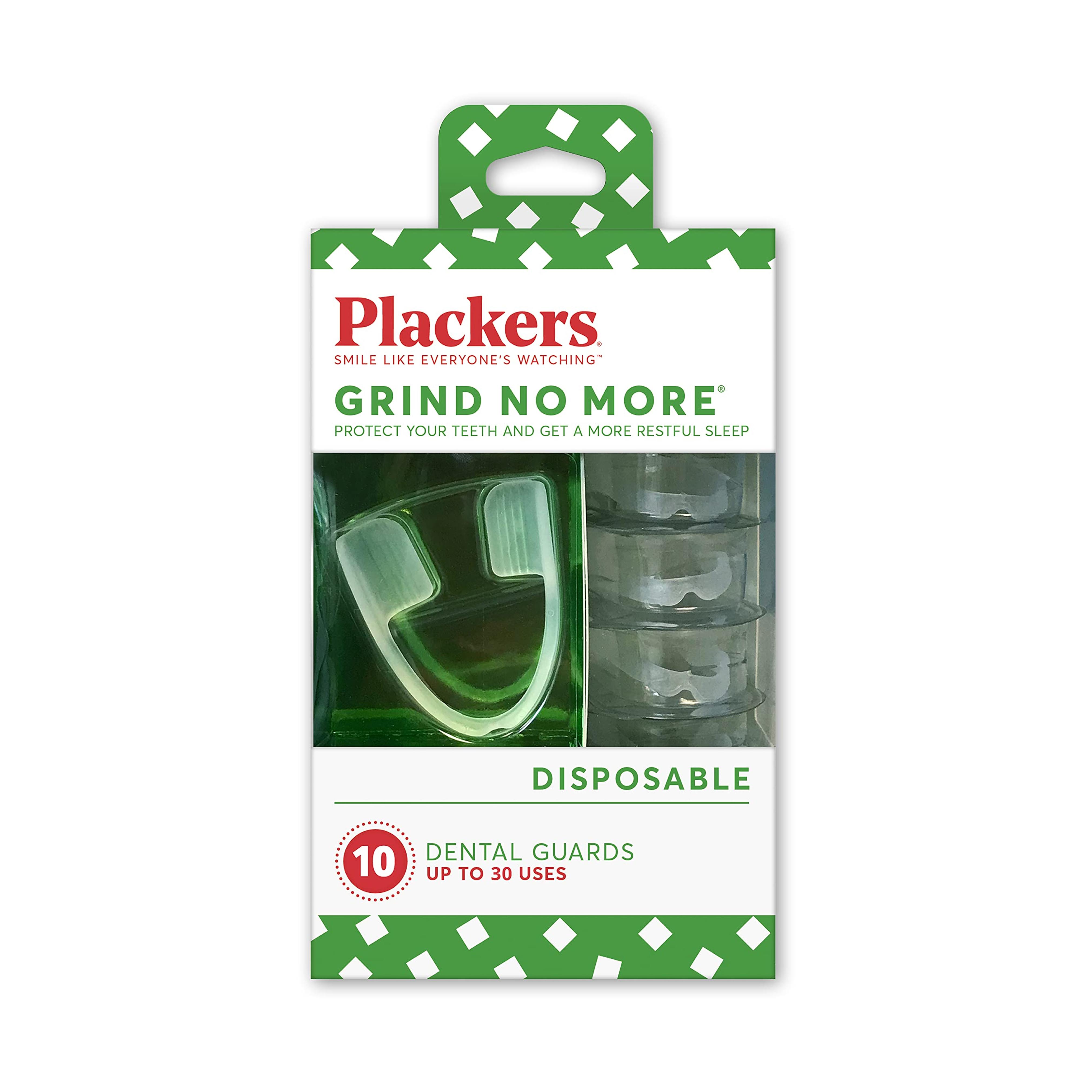 Plackers Grind No More Night Guard, Nighttime Protection for Teeth, Sleep Well, BPA Free, Ready to Wear, Disposable, One Size Fits All, 10 Count