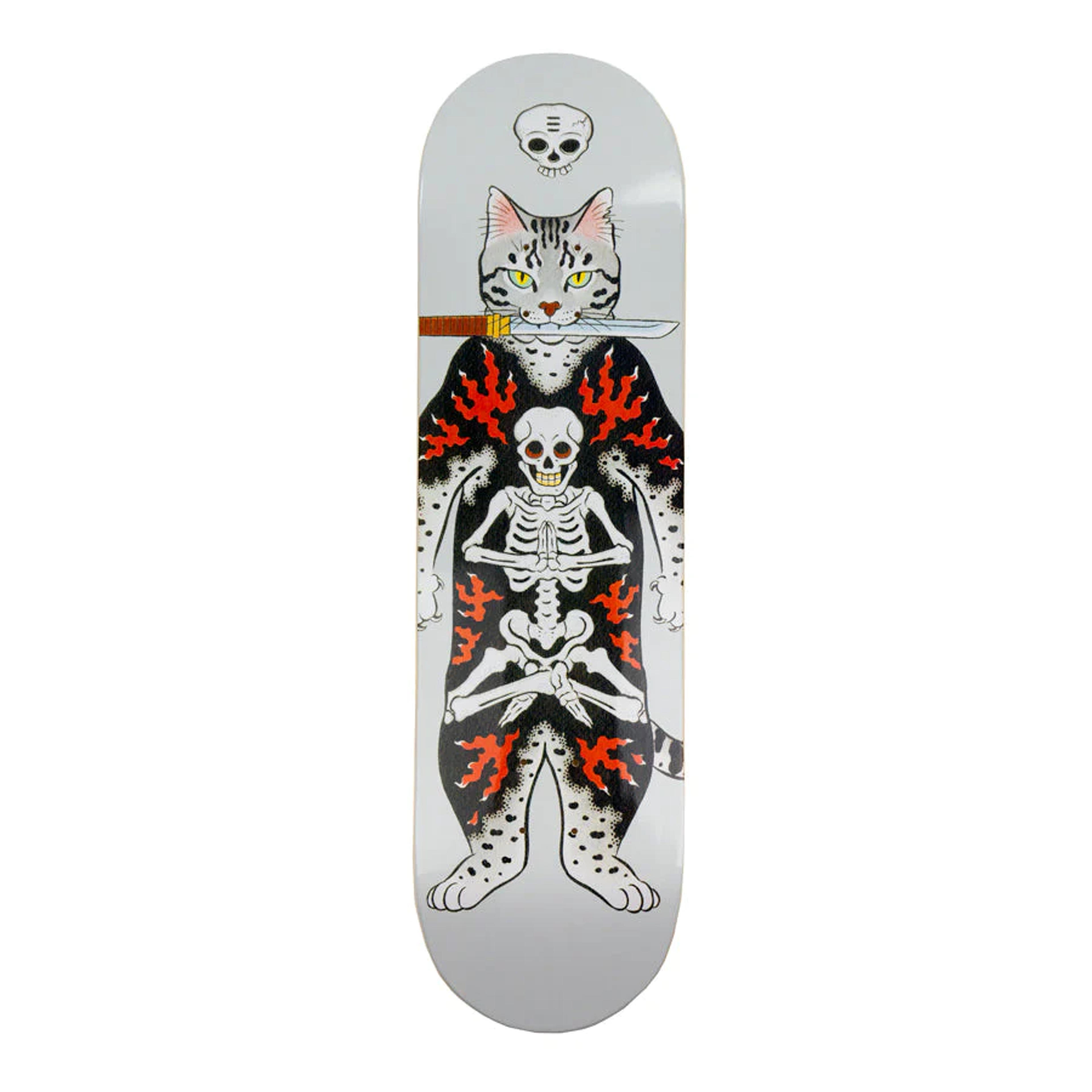 Skeleton Cat Skate Deck - 8.5”