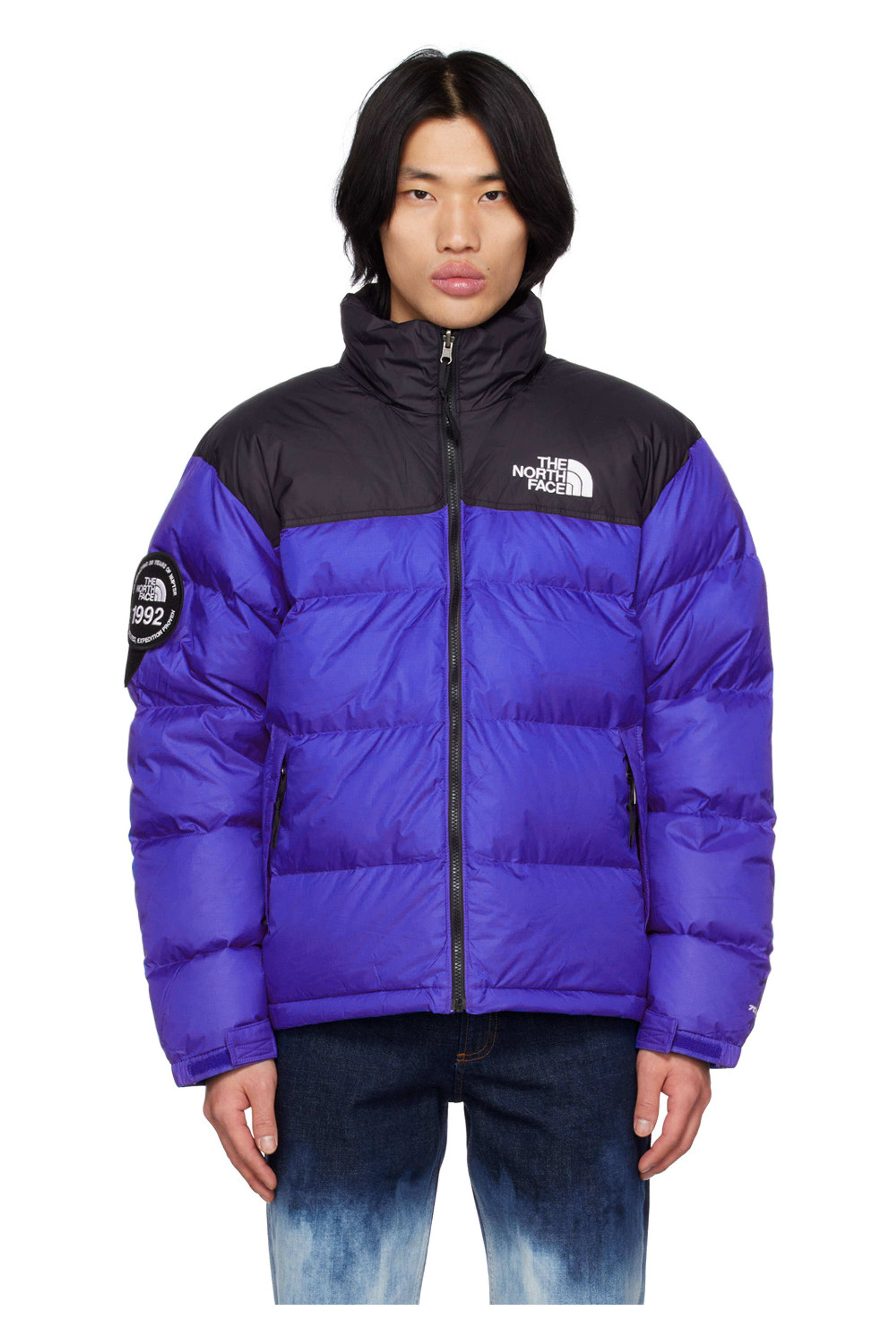 The North Face: Blue '92 Retro Anniversary Nuptse Down Jacket | SSENSE