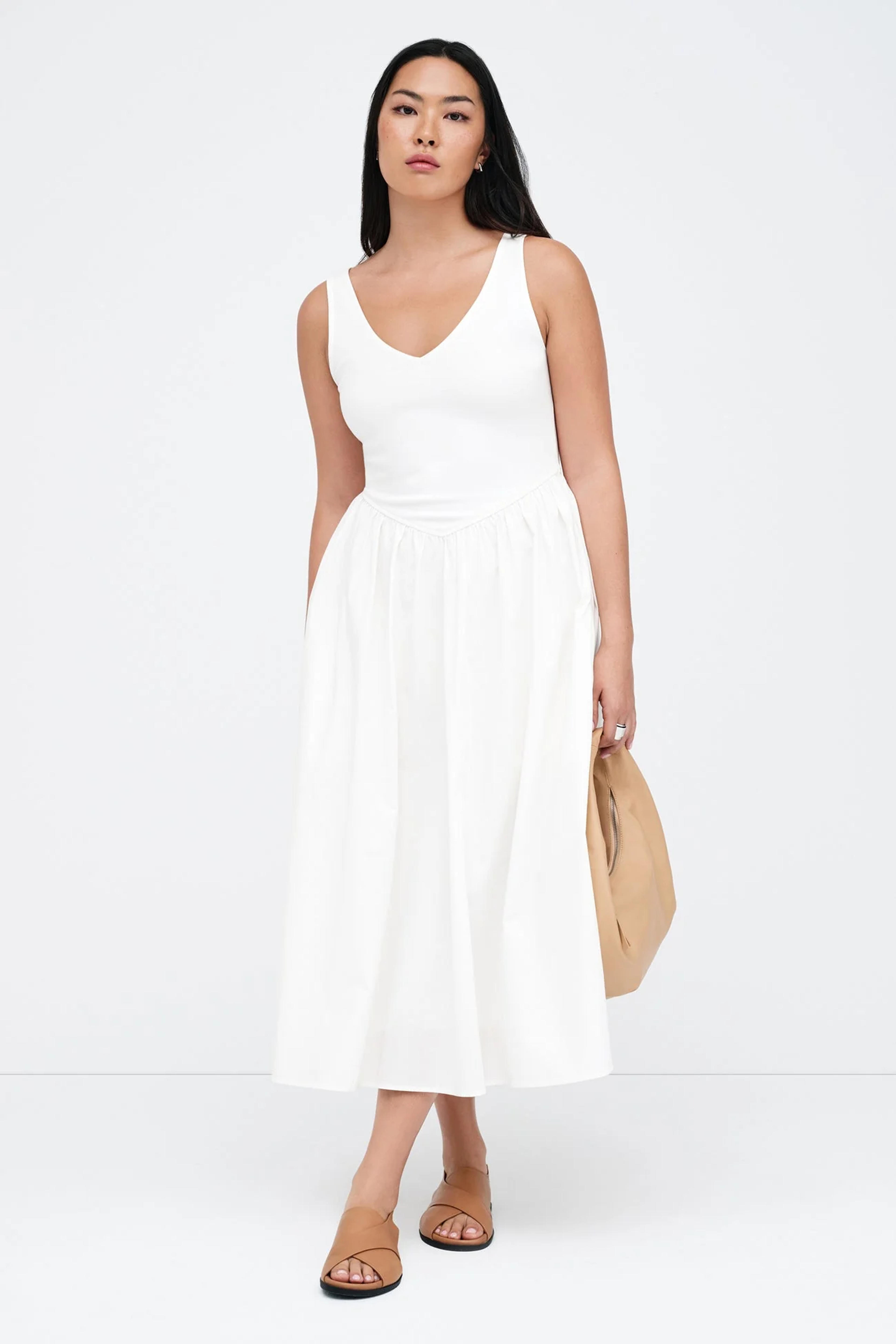 Off White Midi-Length Fit and Flare Tank Dress - Emmy Dress | Marcella