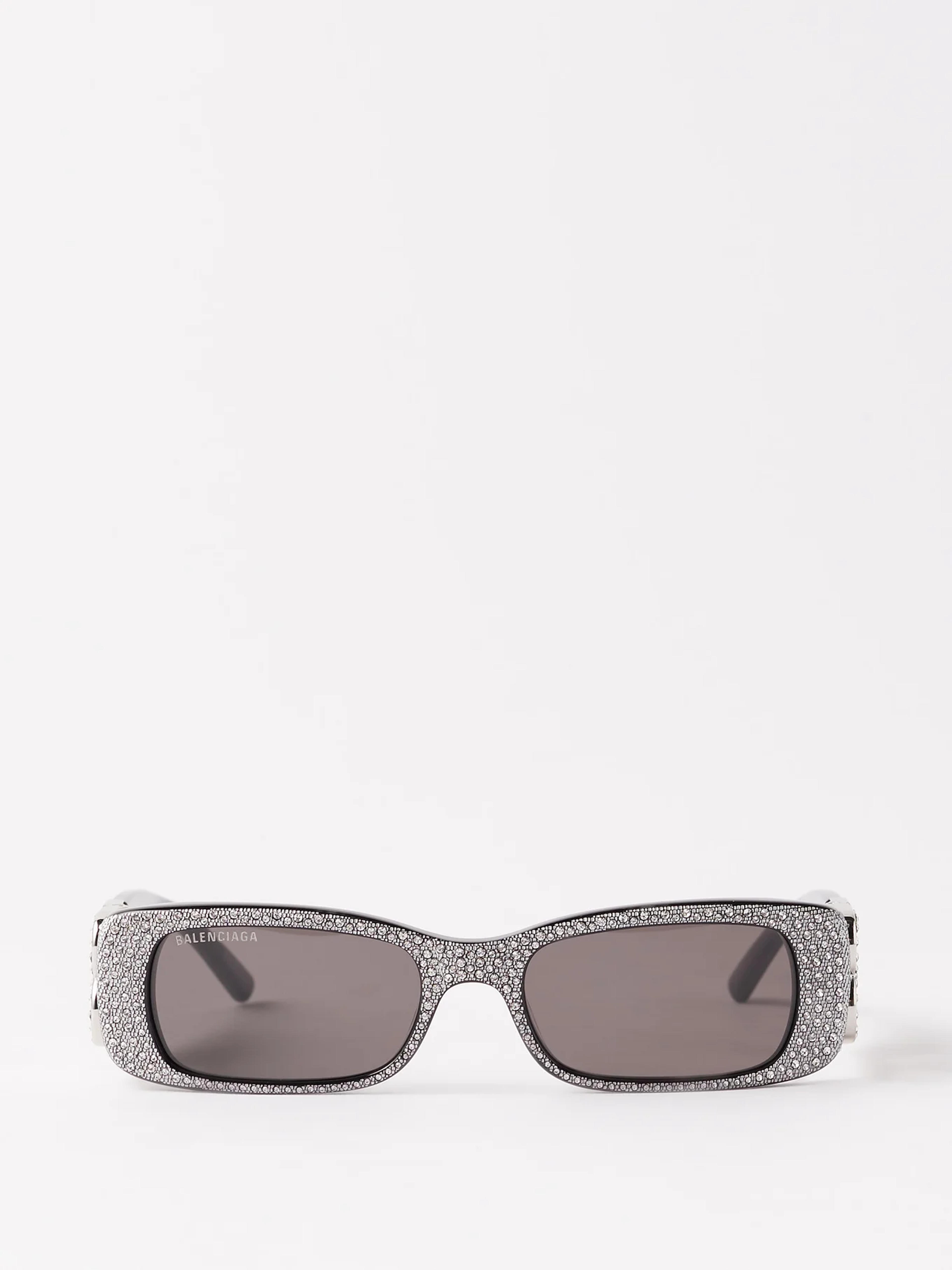 Black Dynasty rectangle crystal-acetate sunglasses | Balenciaga | MATCHESFASHION US