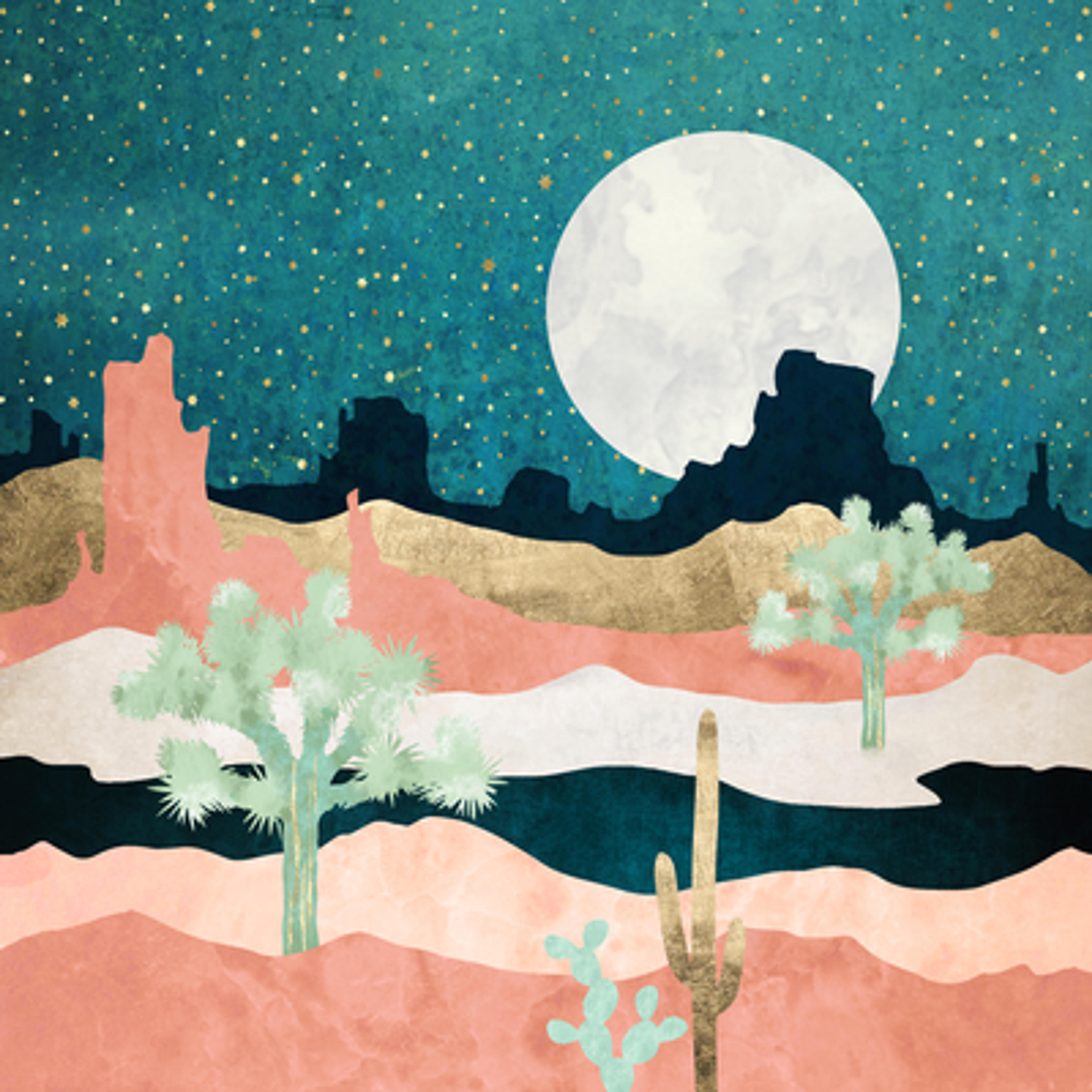 Desert Moon Vista Art by SpaceFrogDesigns | Society6