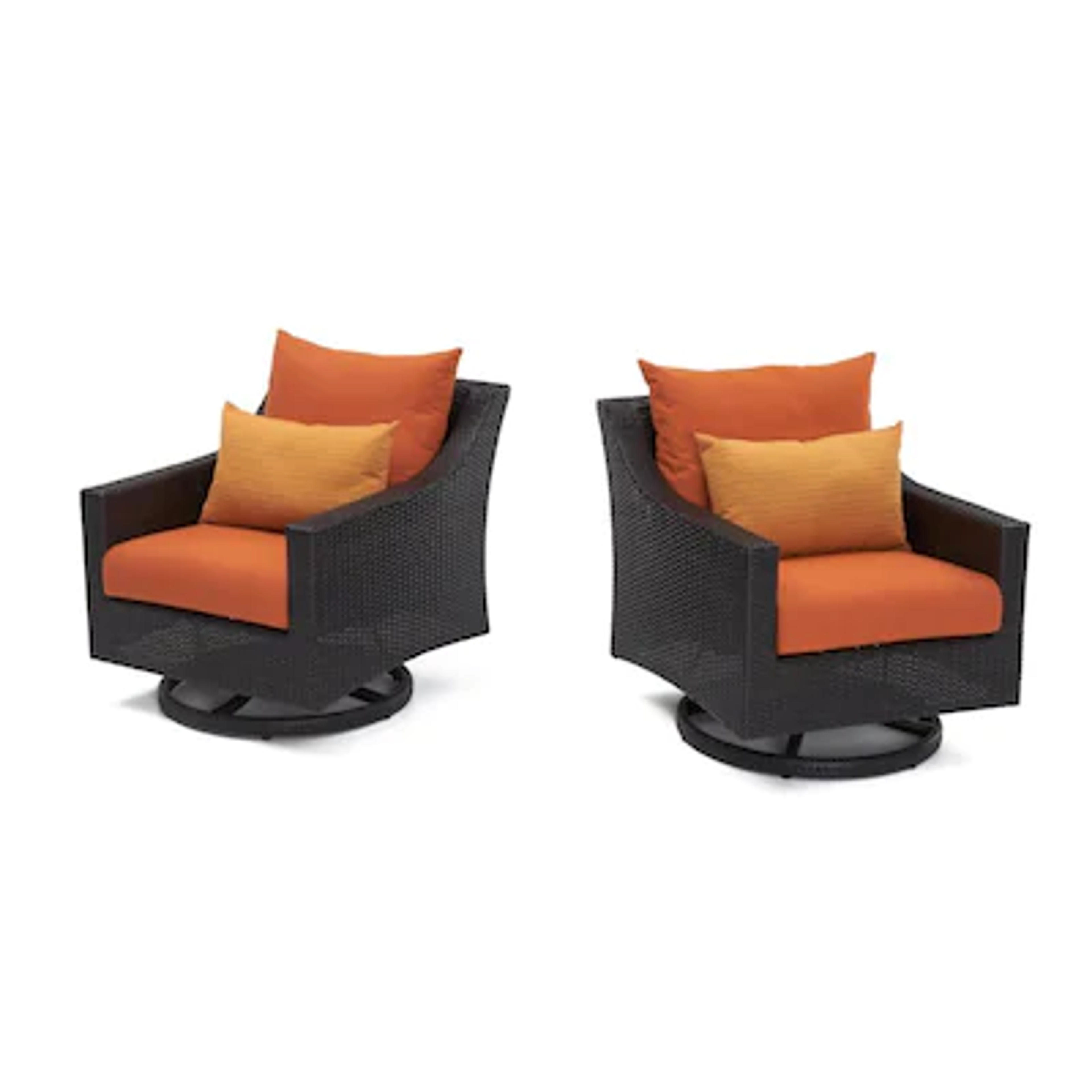 RST Brands Deco Set of 2 Wicker Espresso Metal Frame Swivel Conversation Chair(s) with Orange Sunbrella Cushioned Seat in the Patio Chairs department at Lowes.com