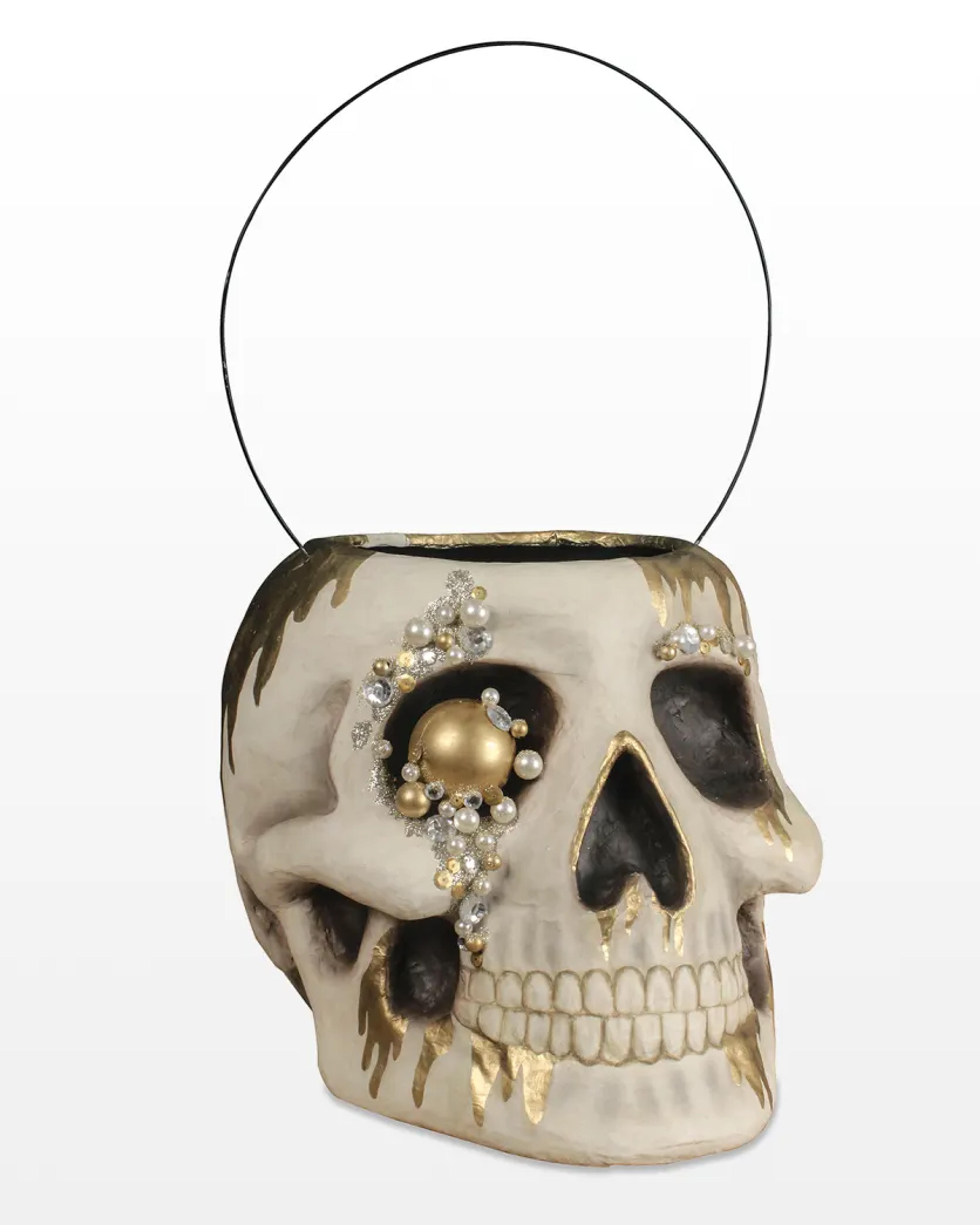 Bethany Lowe Jeweled Skull Bucket, Large | Neiman Marcus
