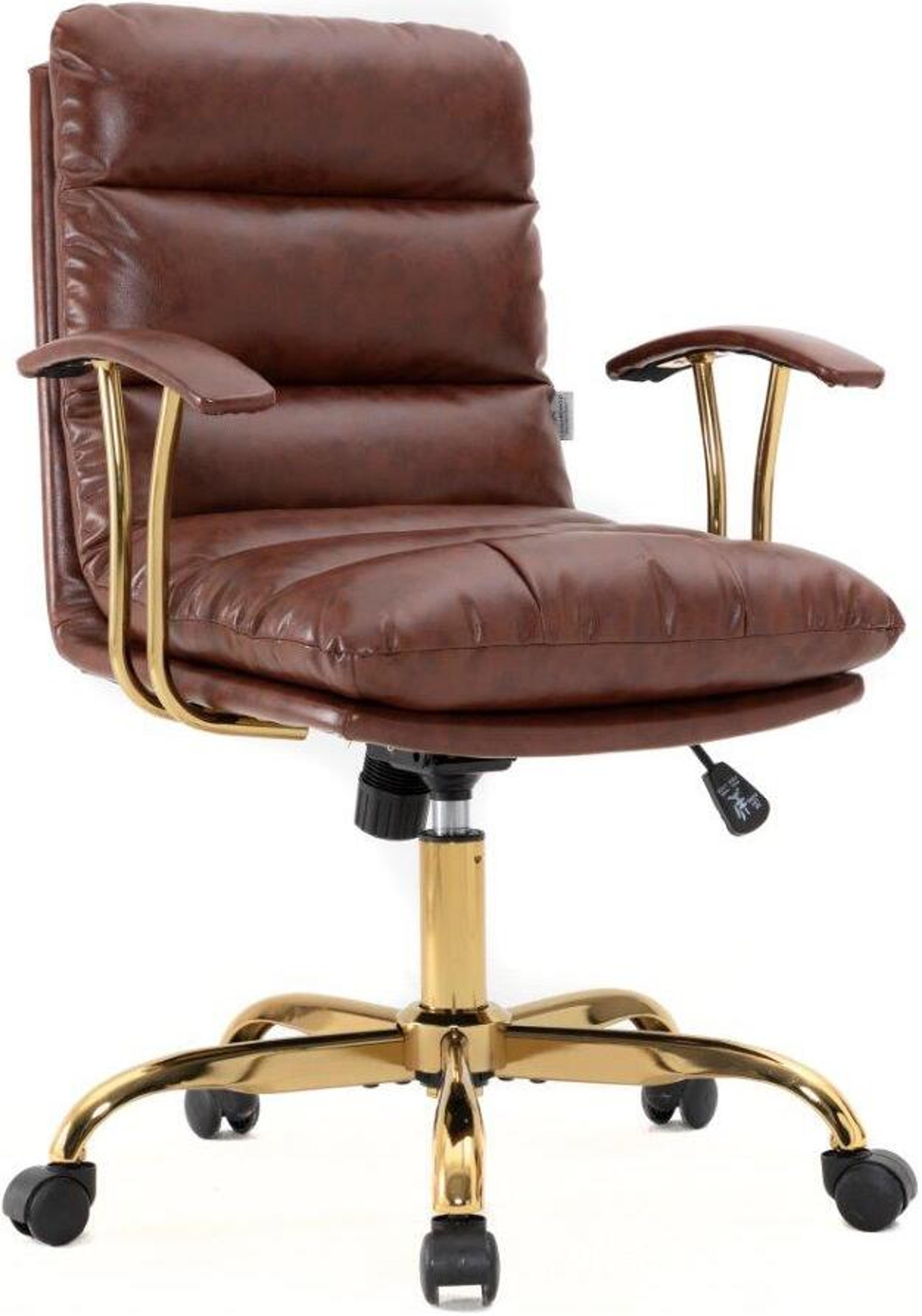 Leisuremod Regina Modern Padded Leather Adjustable Executive Office Chair With Tilt And 360 Degree Swivel In Walnut Brown - 1StopBedrooms