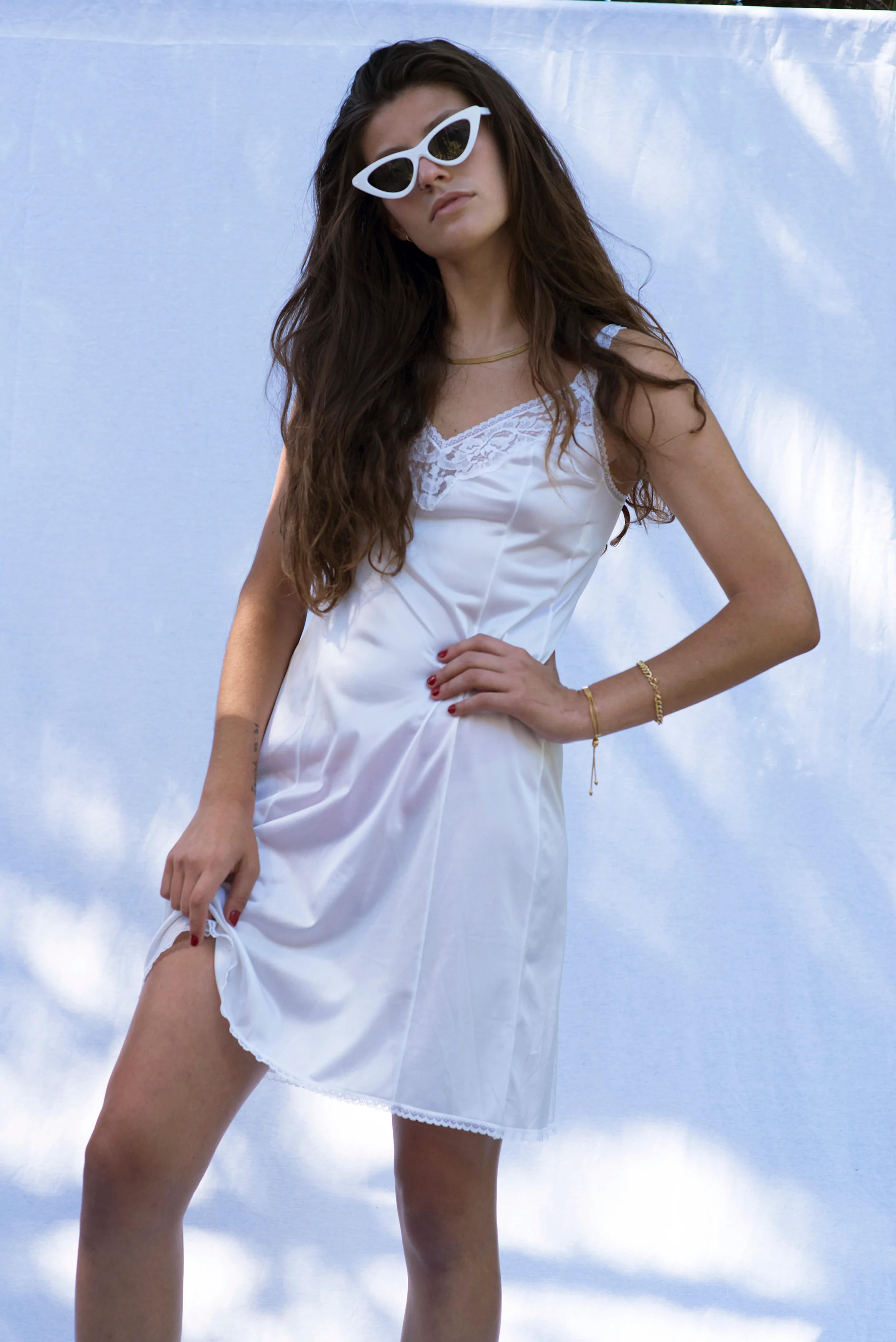 Vintage White Lace Slip Dress