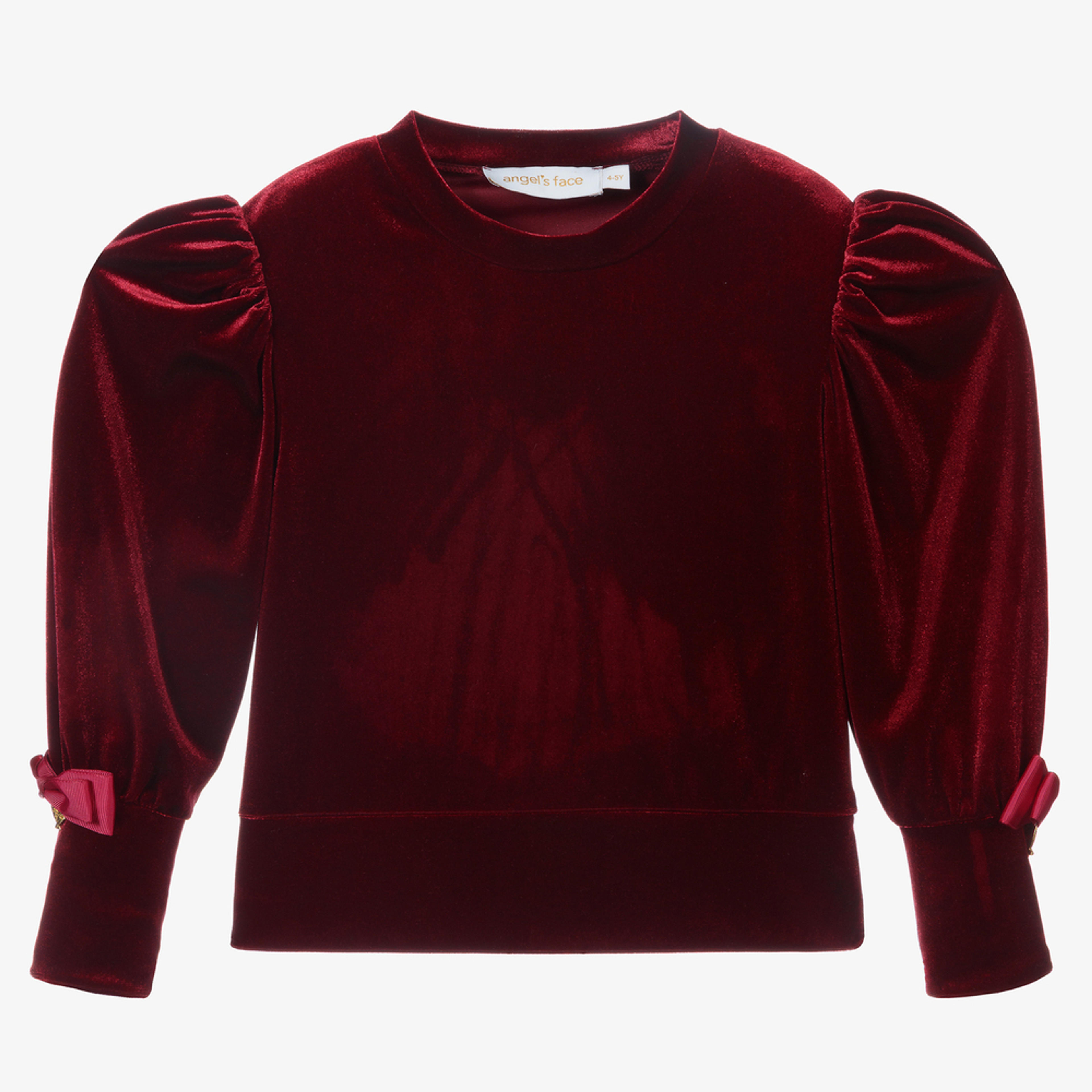 Girls Red Velour Top