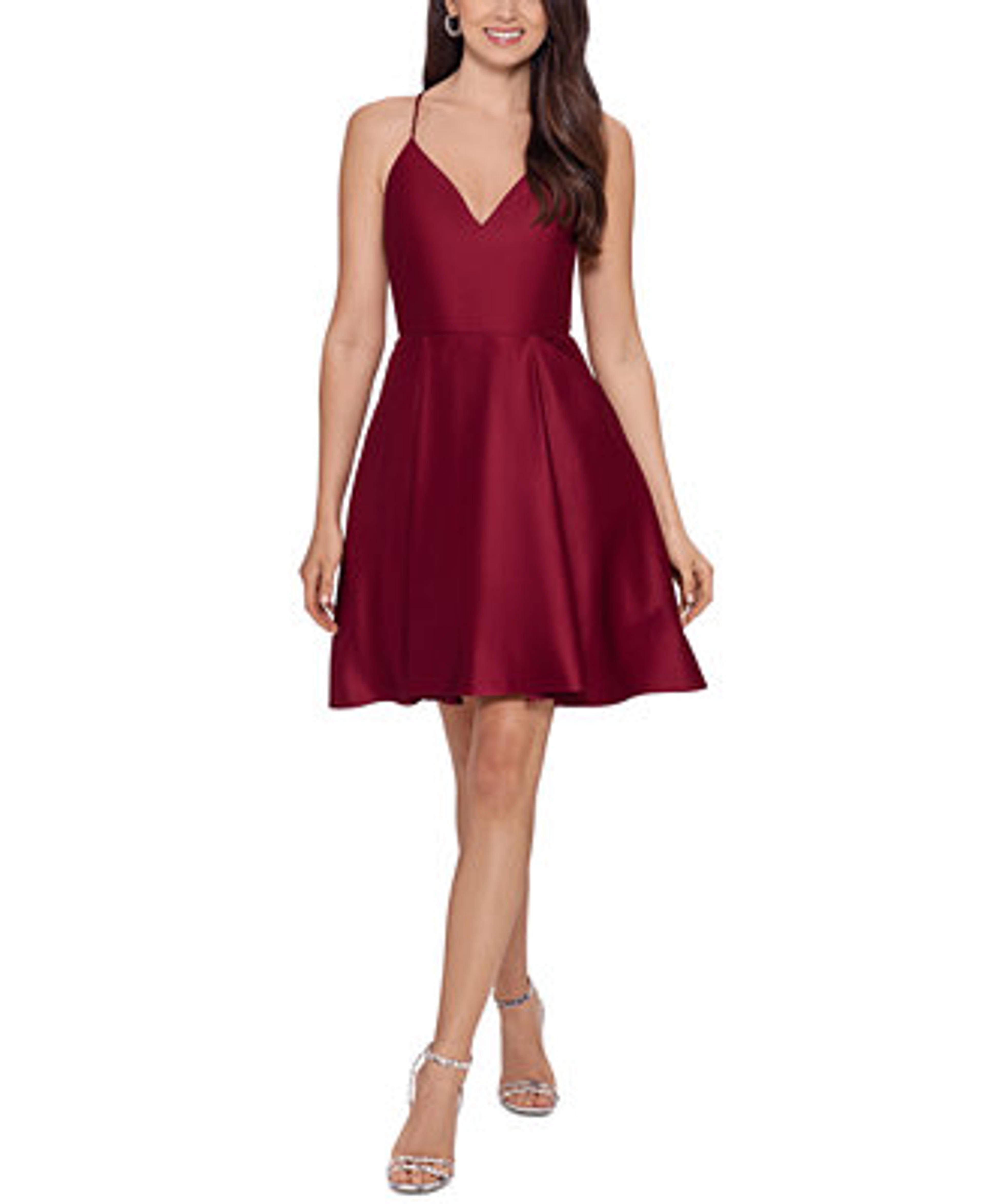 Blondie Nites Juniors' V-Neck Fit & Flare Dress & Reviews - Dresses - Juniors - Macy's