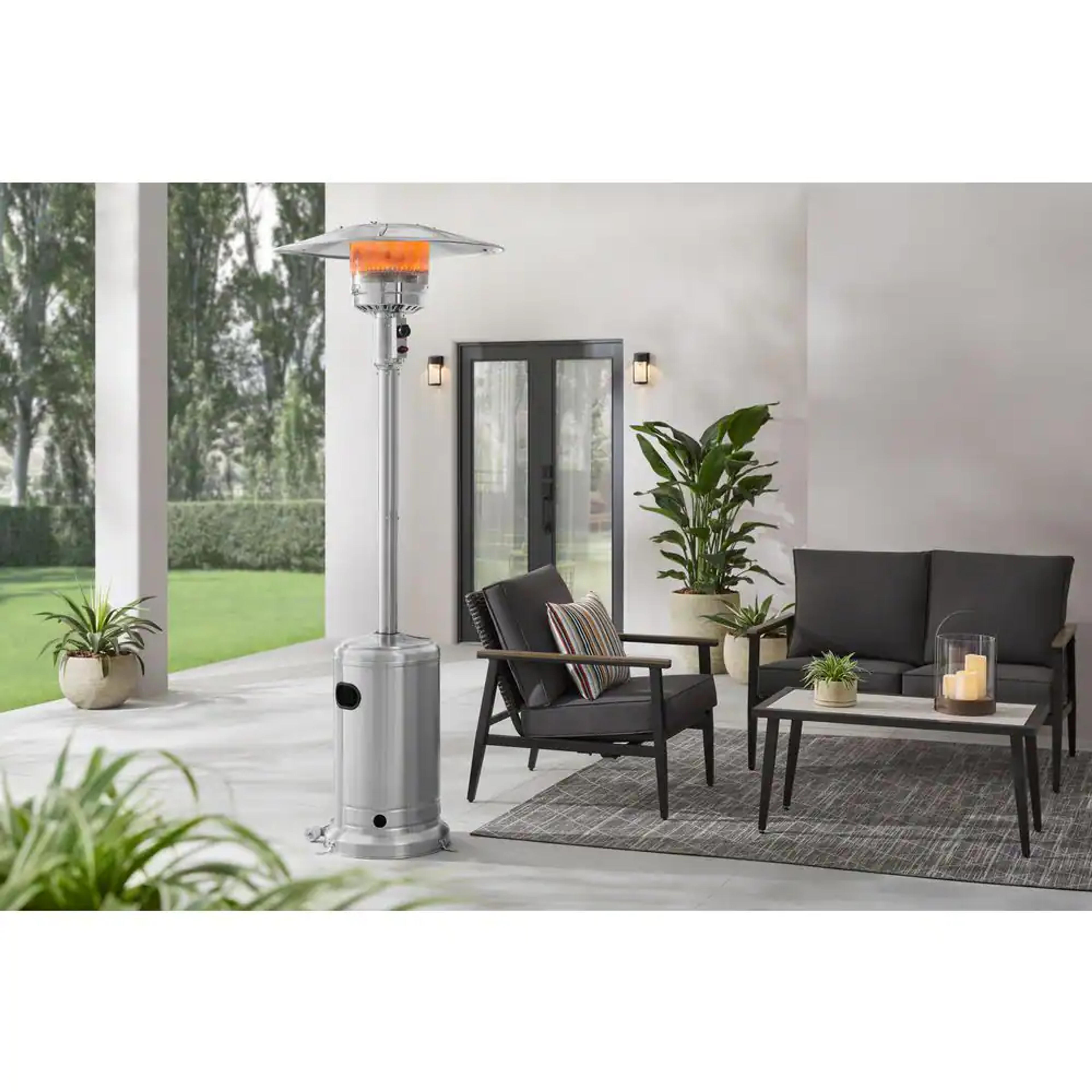 Hampton Bay 48K BTU Stainless Steel Patio Heater with Wheels NCZH-G-SS - The Home Depot