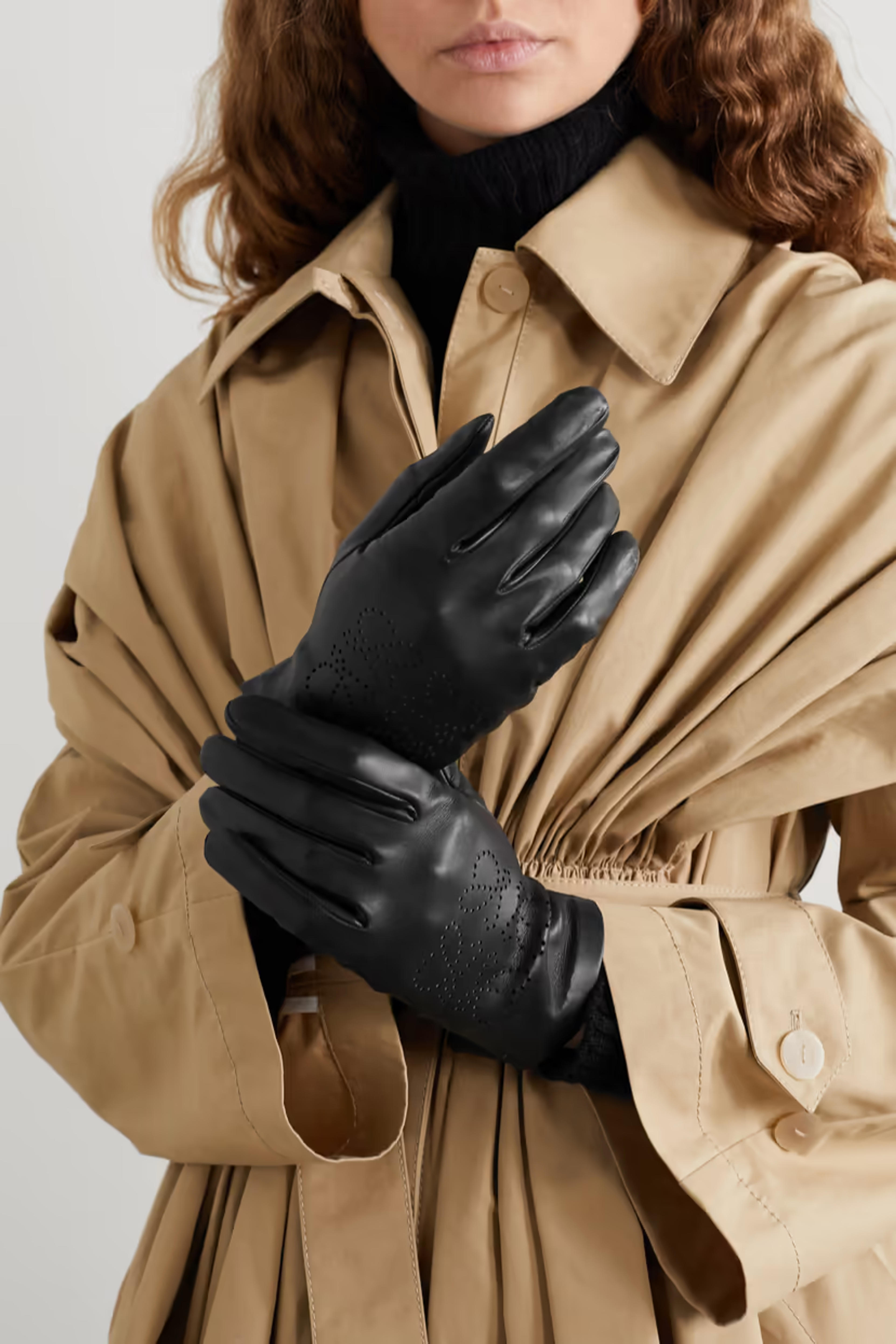 Black Anagram perforated leather gloves | LOEWE | NET-A-PORTER