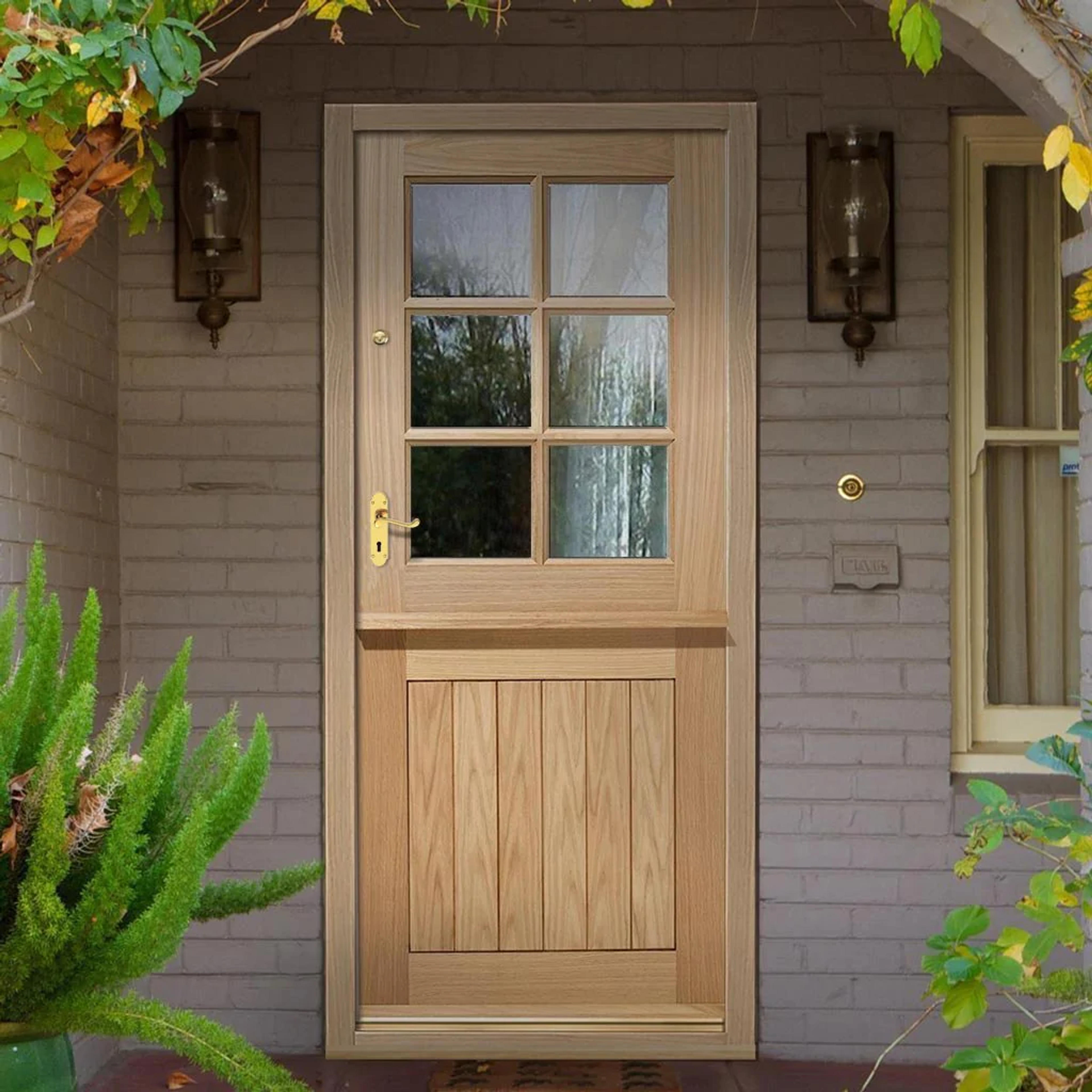 Stable 6L Oak Door - Clear Double Glazing