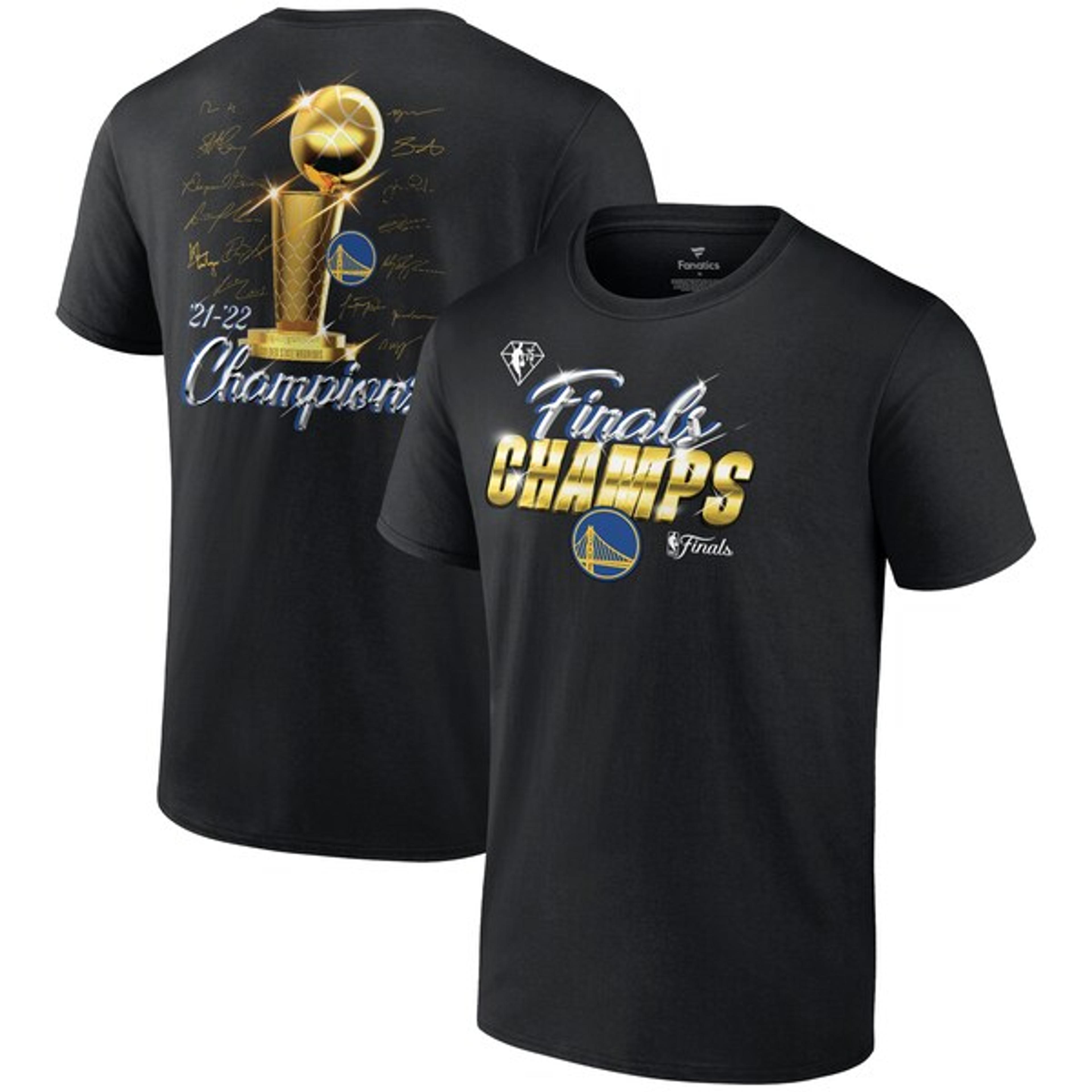 Men's Fanatics Branded Black Golden State Warriors 2022 NBA Finals Champions Forward Roster Signature T-Shirt