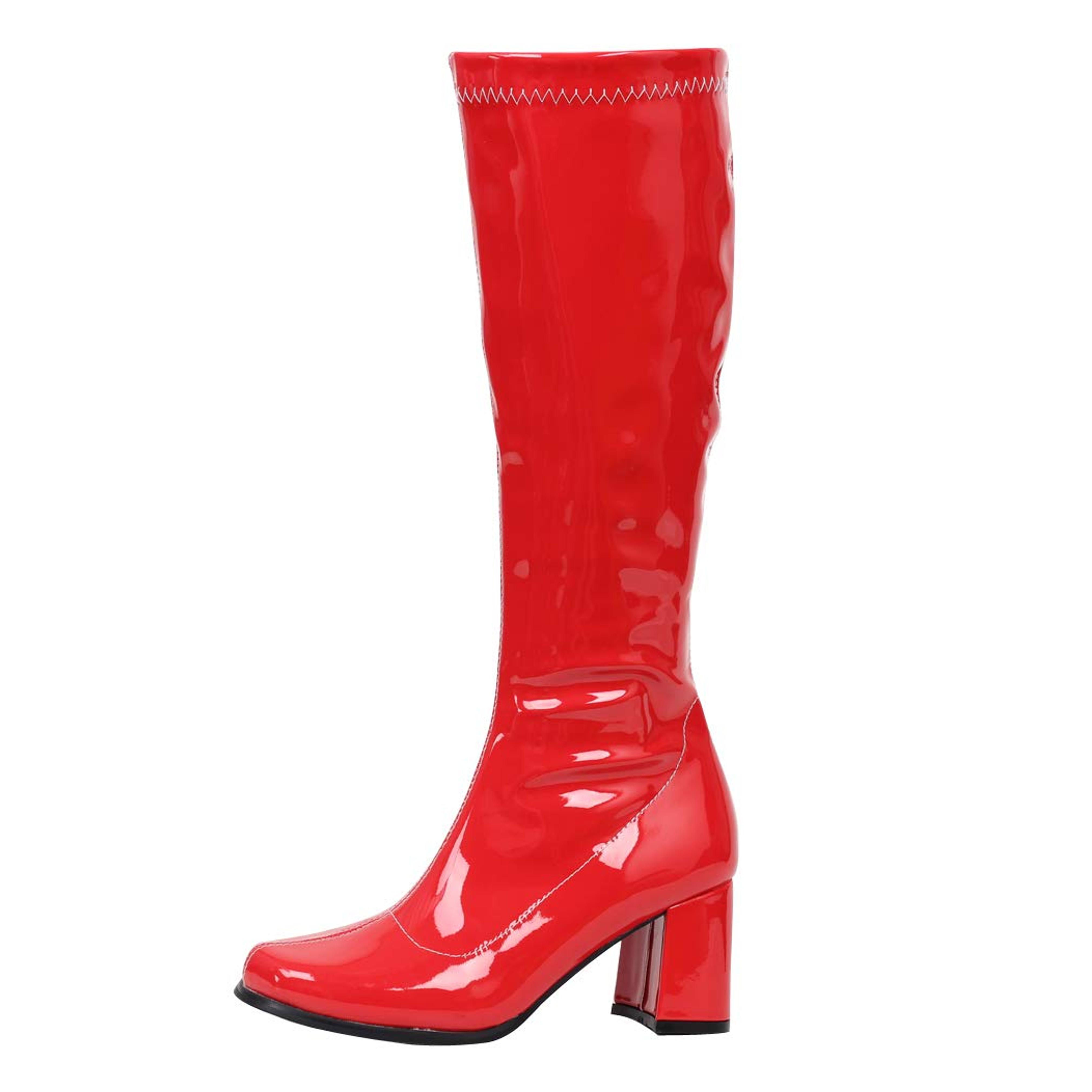 Amazon.com | GOGO Boots for Women, Knee High Boots, PU Leather Zip Ladies Party Dance Shoes (14, Red Shiny) | Knee-High