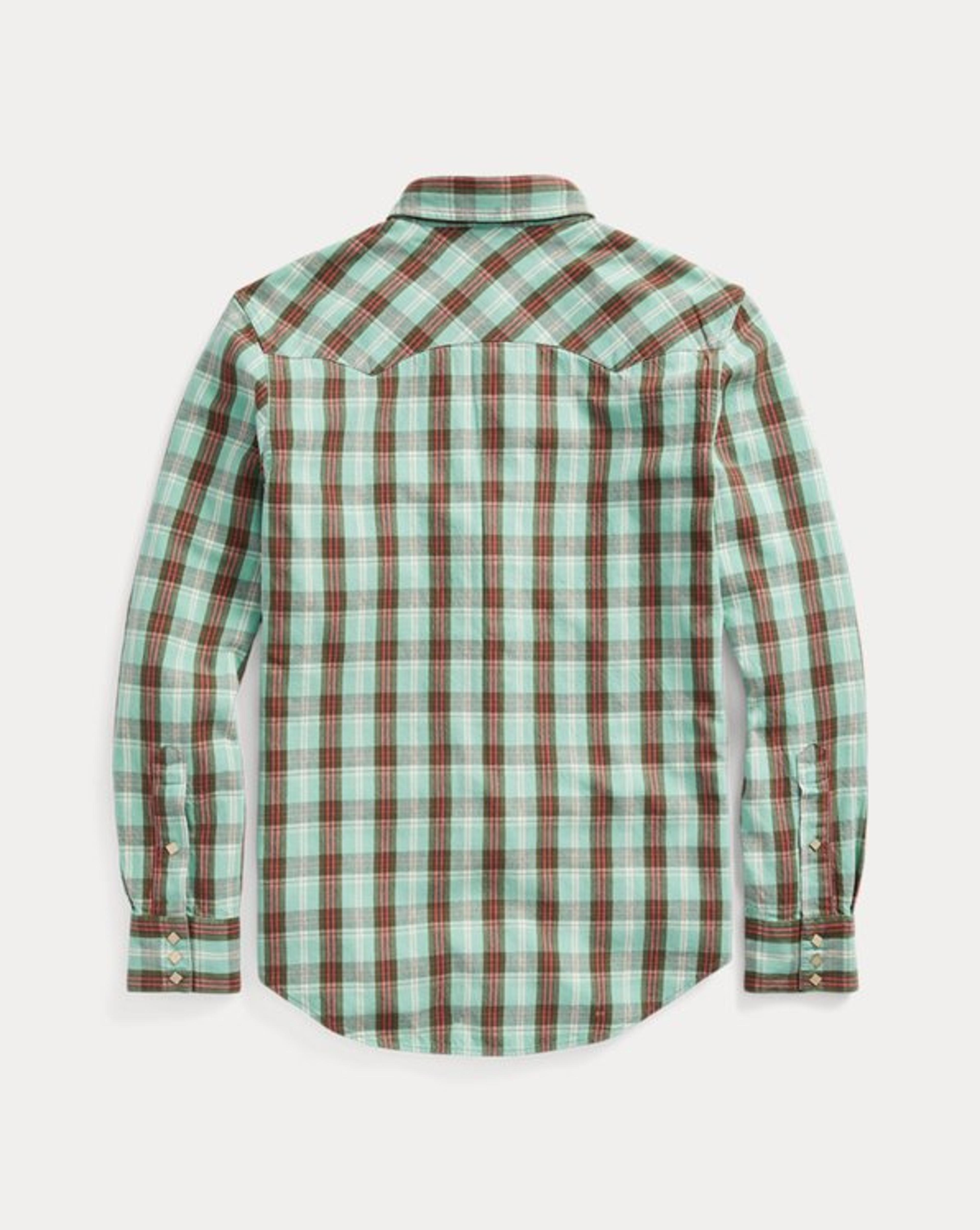 Slim Fit Plaid Twill Western Shirt