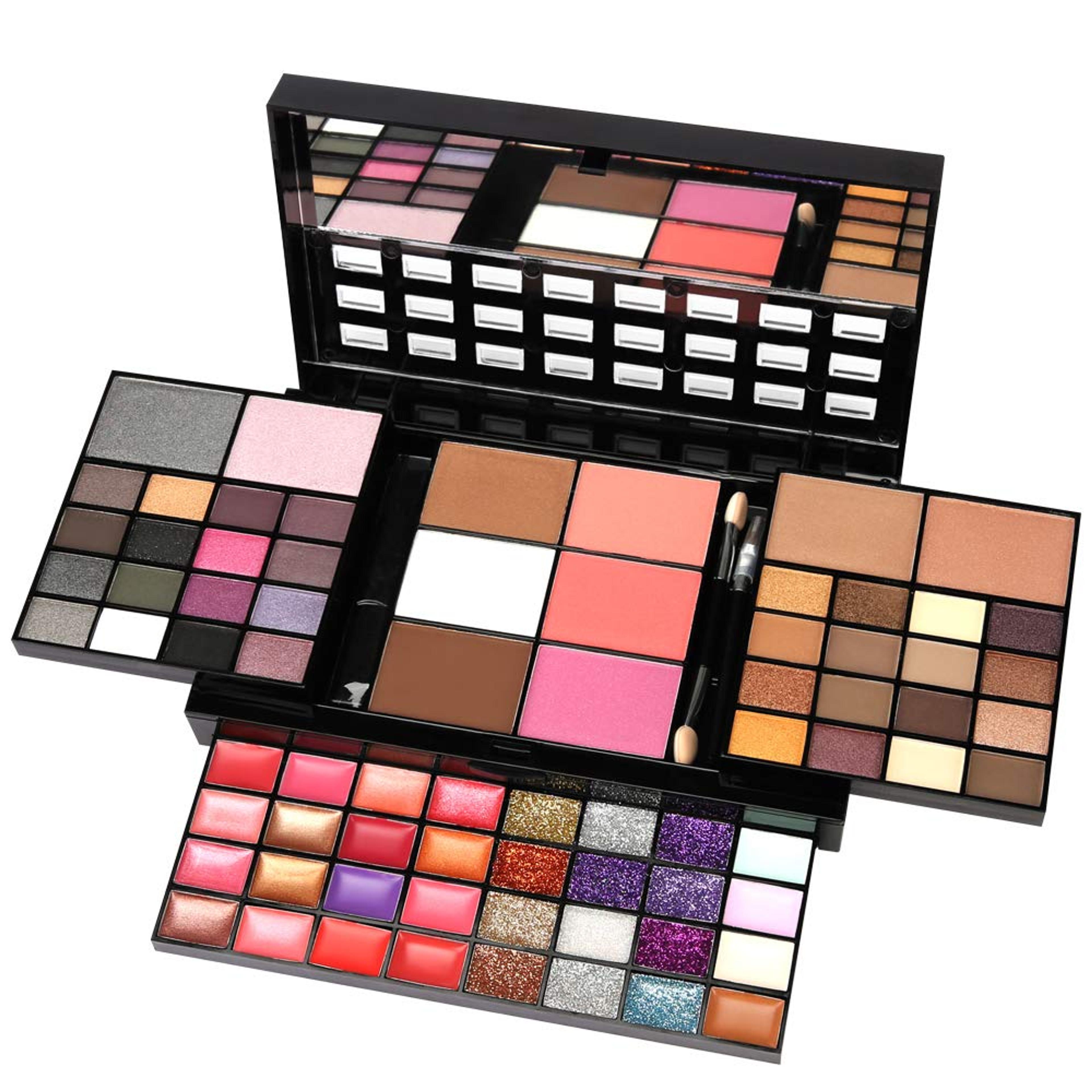 All In One Makeup Gift Kit - Ultimate Color Combination - 36 Eyeshadow, 28 Lip Gloss, 3 Blusher, 4 Concealer, 3 Contour Powder, 3 Brushes, 1 Mirror, 74 Colors Makeup Set Combination Palette - ibspot.com