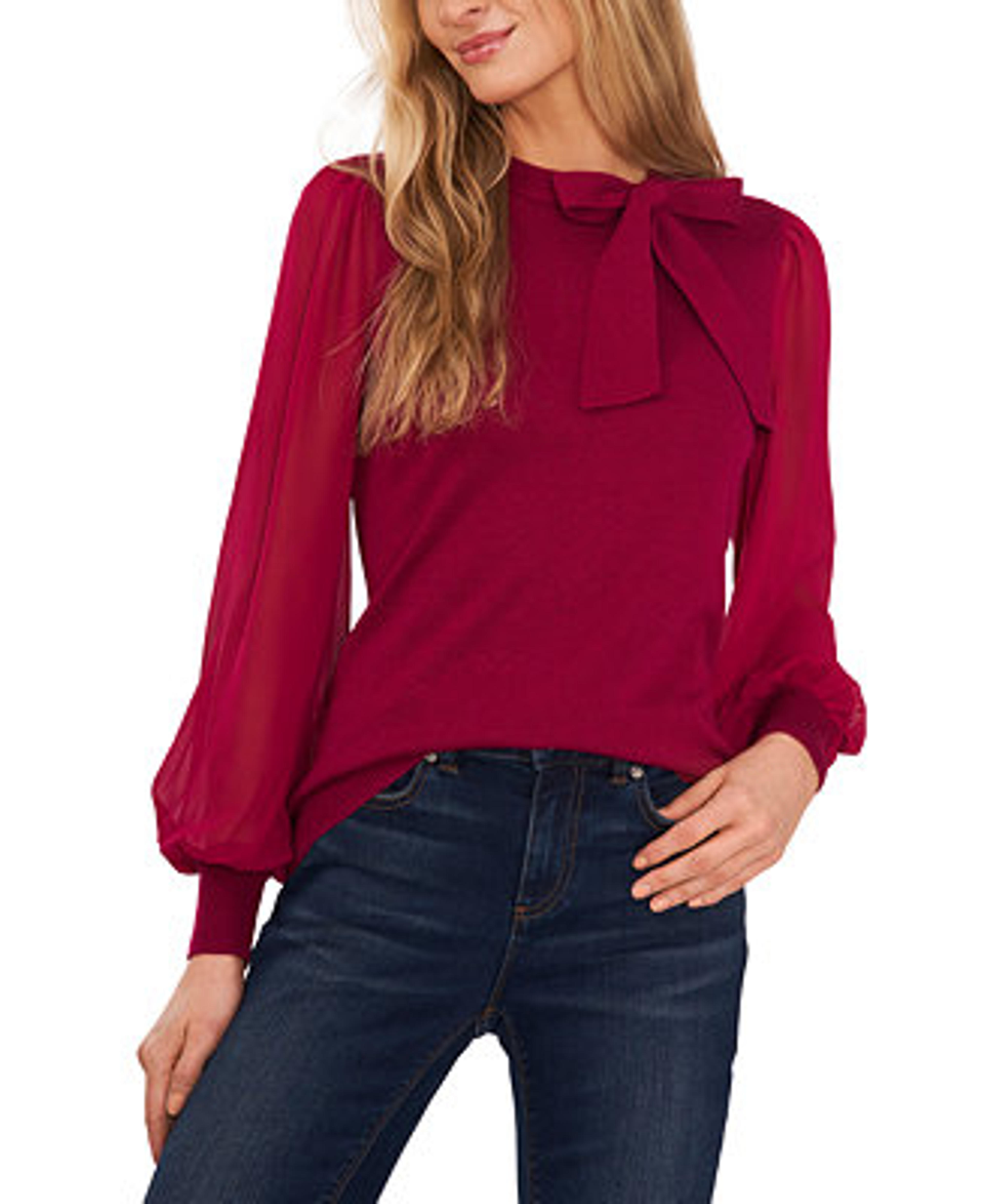 CeCe Mixed-Media Bow Sweater & Reviews - Sweaters - Women - Macy's