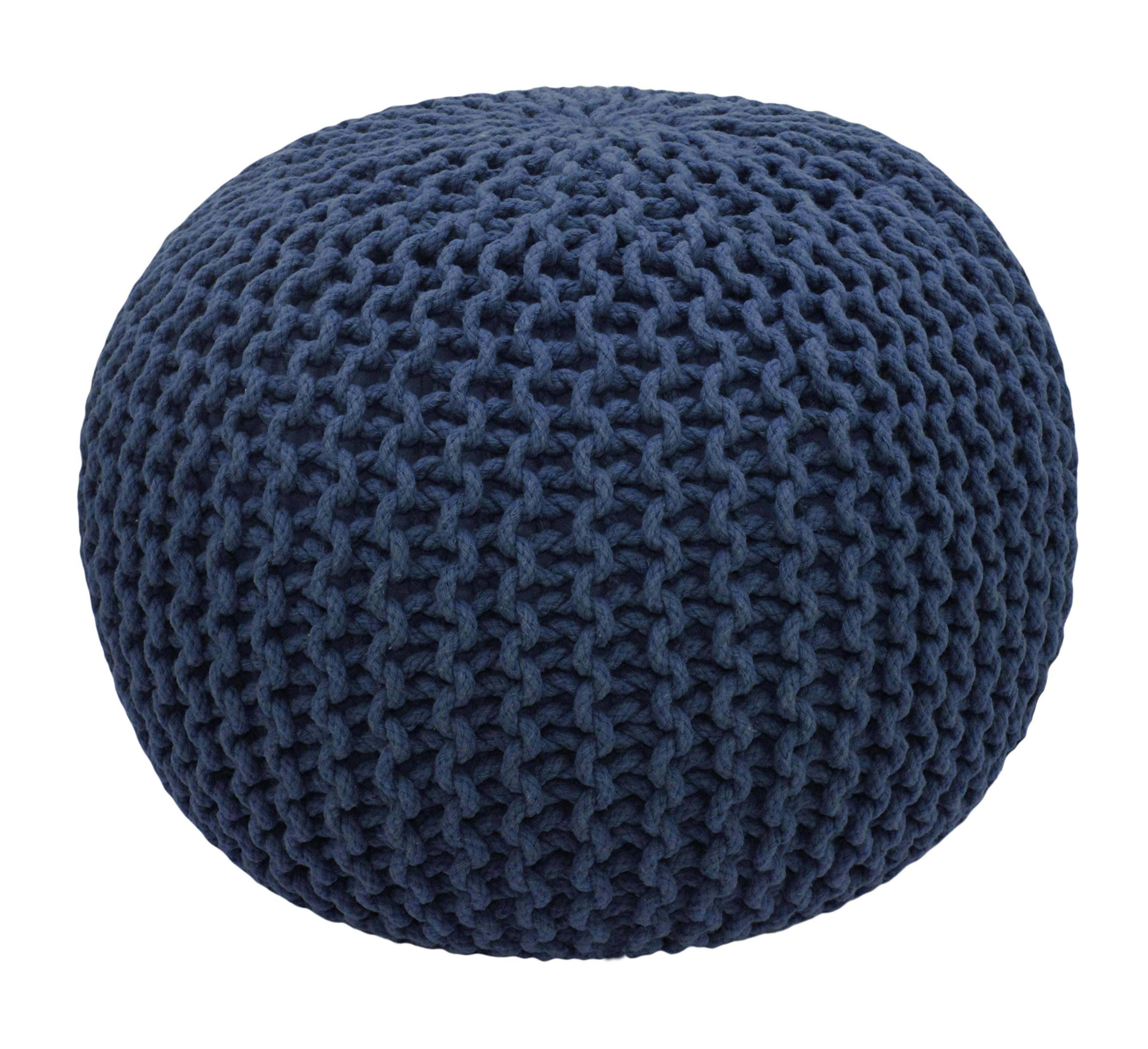 Cotton Craft Hand Knitted Dori Pouf, Blue