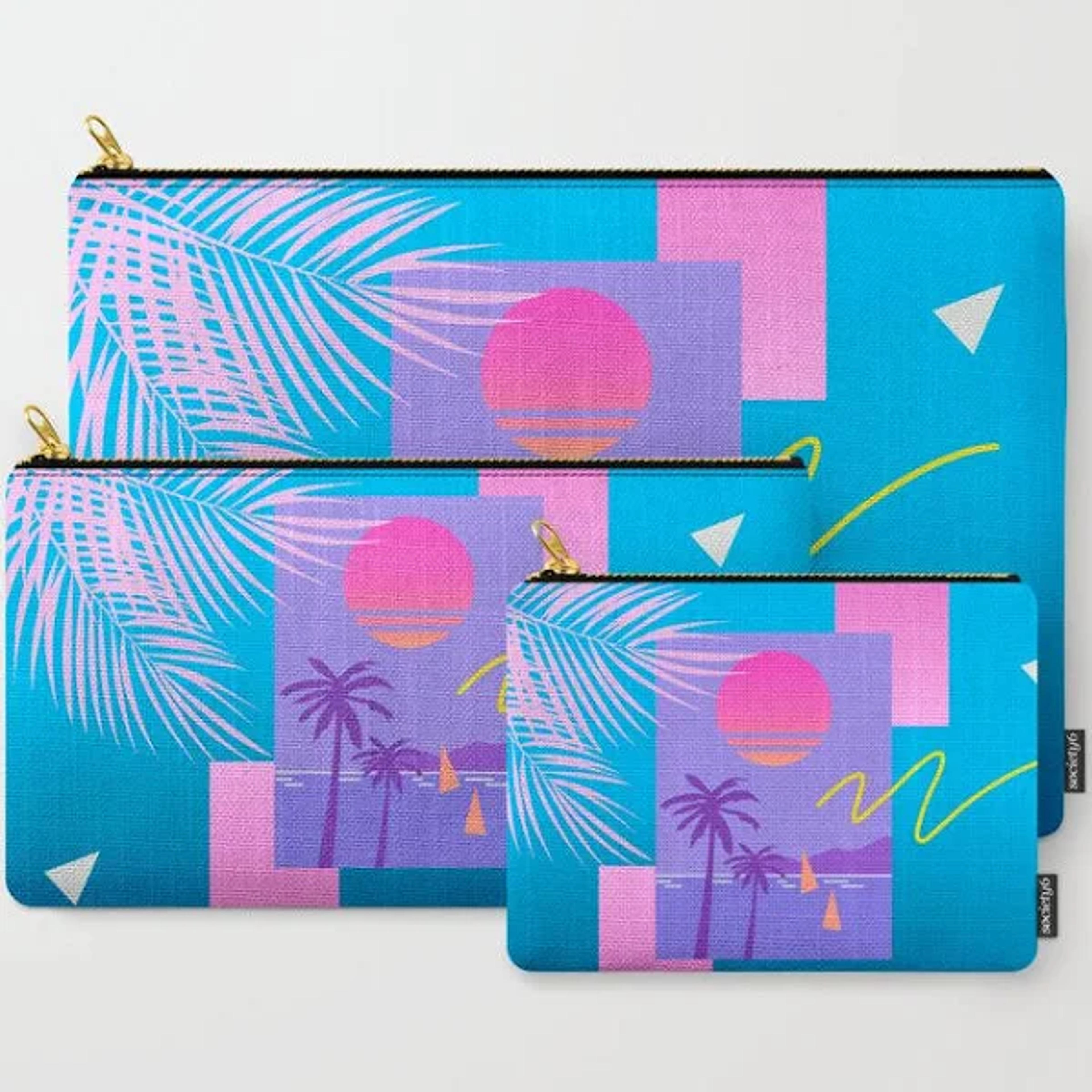 Carry All Pouch | Memphis Pattern 80 - 80s / 90s Retro / Summer Palm Tree by Studio Memphis Waves - Set of 3 - Society6 | Google Shopping