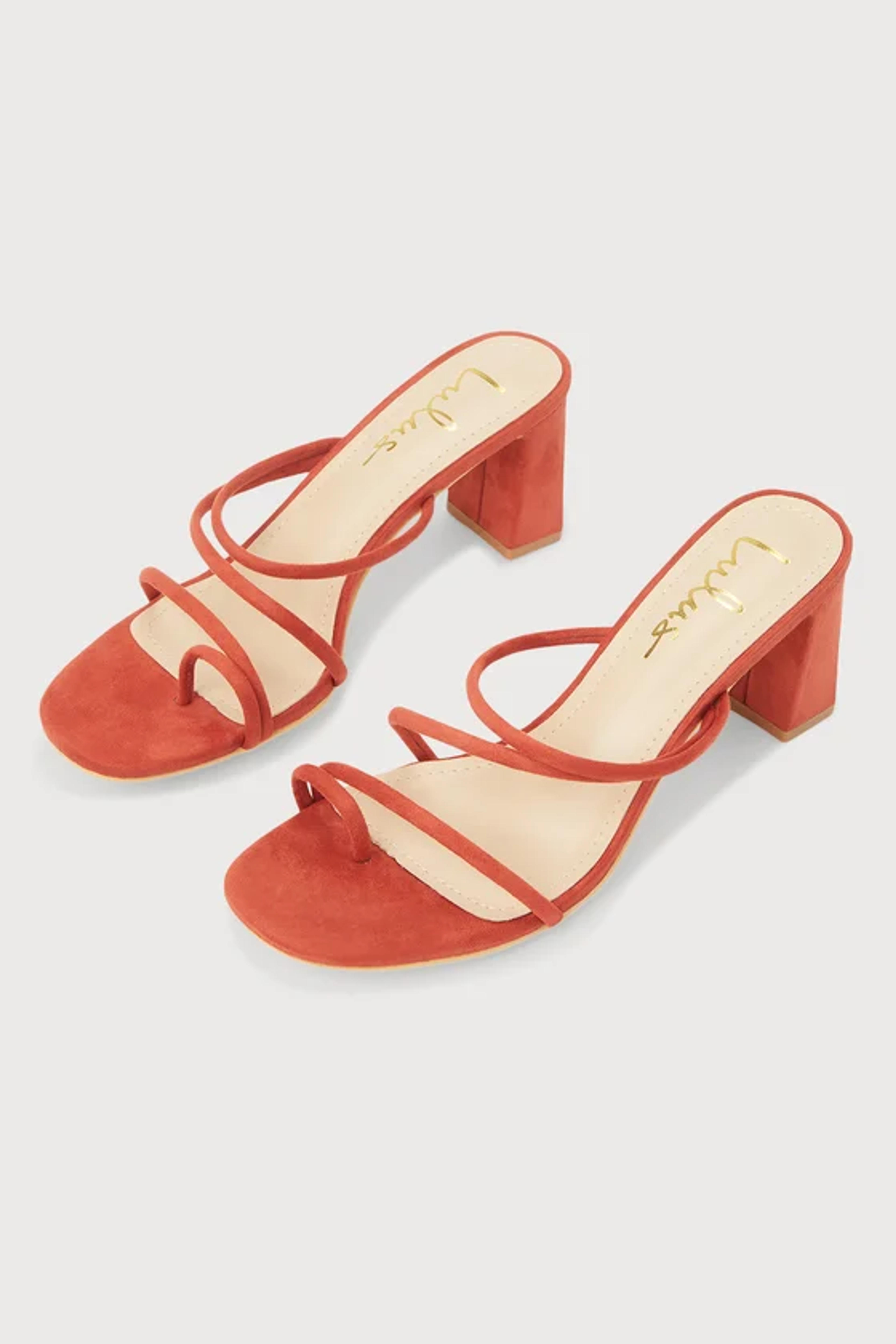 Terracotta Suede Sandals - High Heel Sandals - Slide Sandals - Lulus