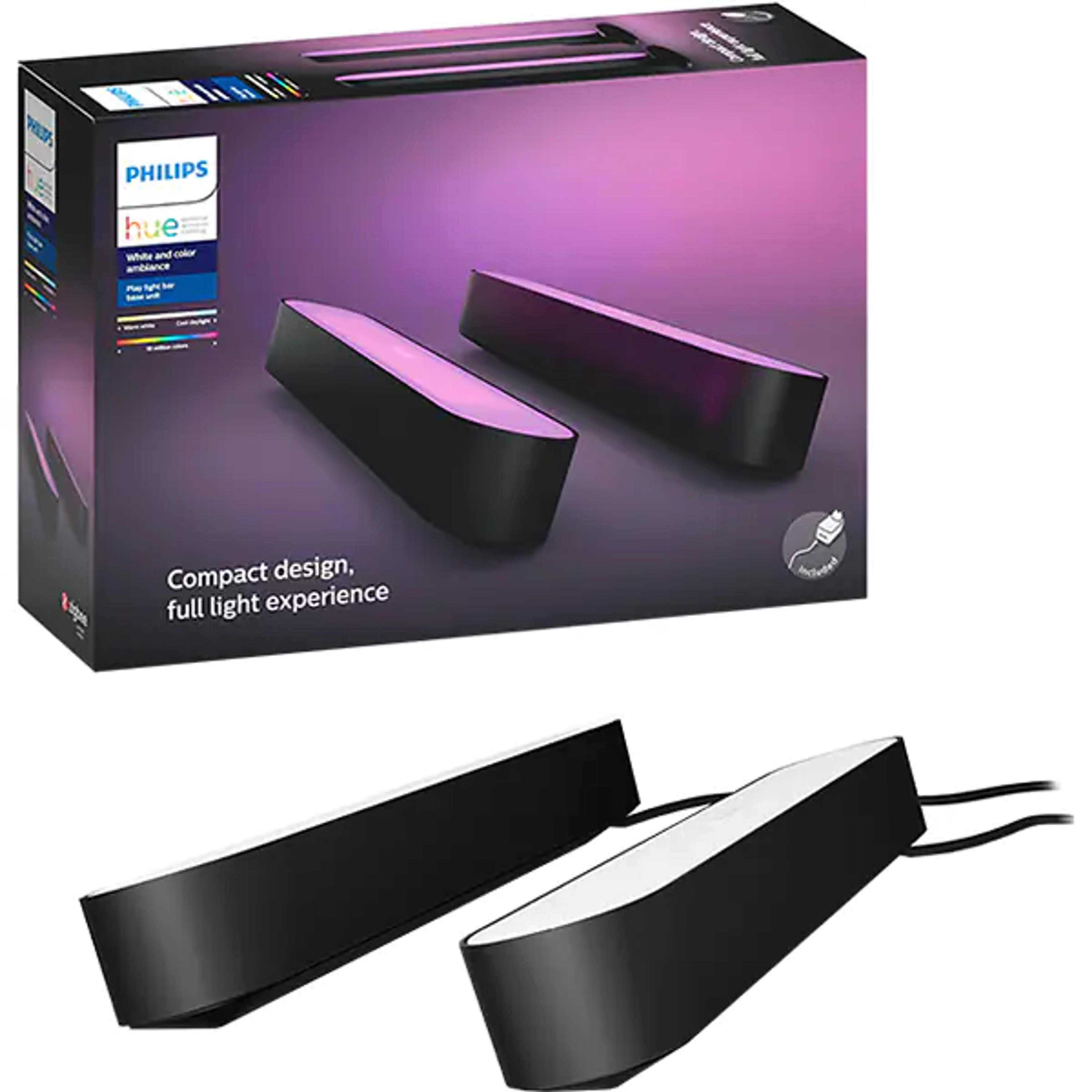 Pachet lampi inteligente PHILIPS Hue Play 8718696170724, lumina RGB, 6.6W, negru, 2 buc