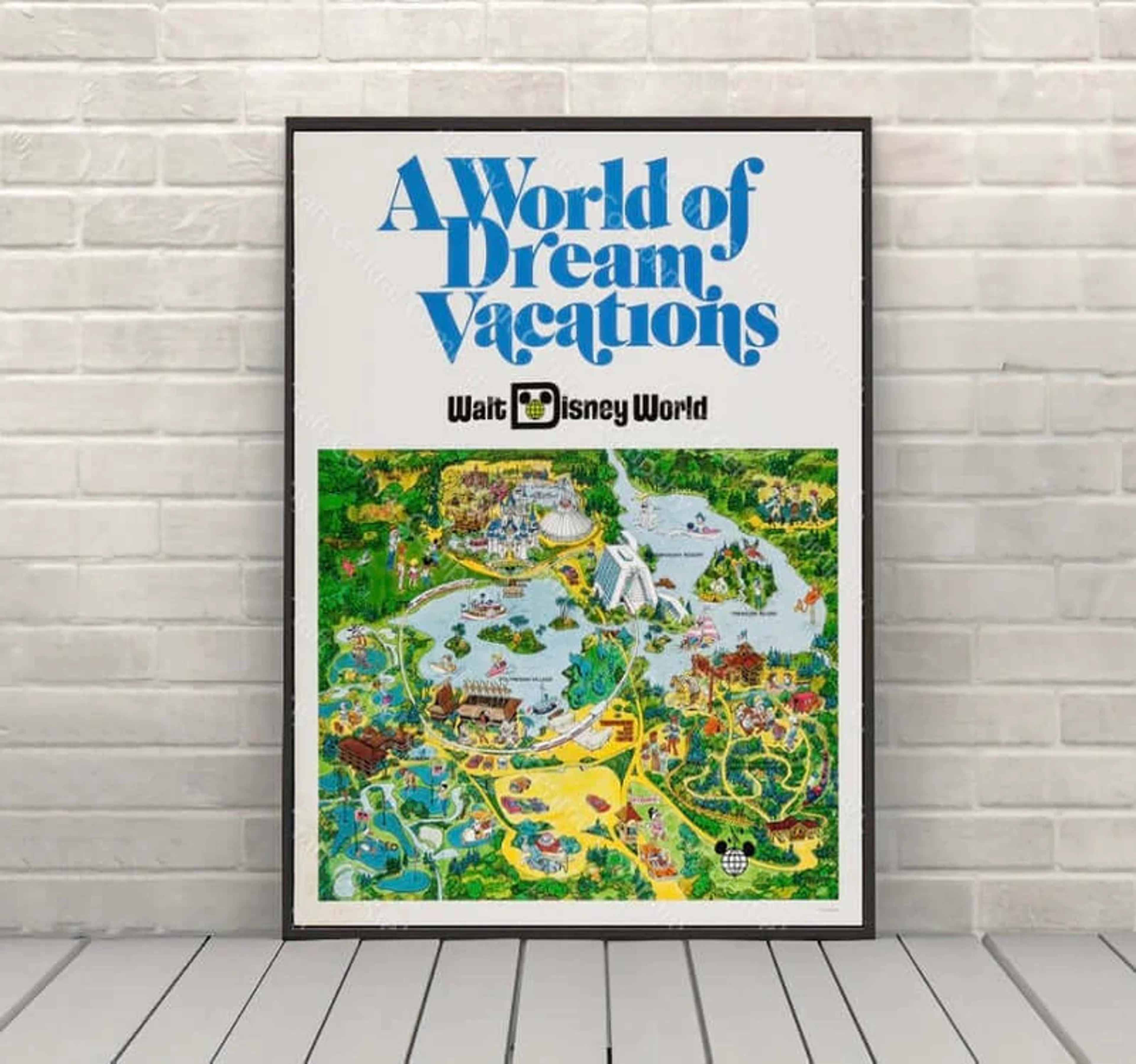 A World of Dream Vacations Disney World Map Poster CraftCentralCompany