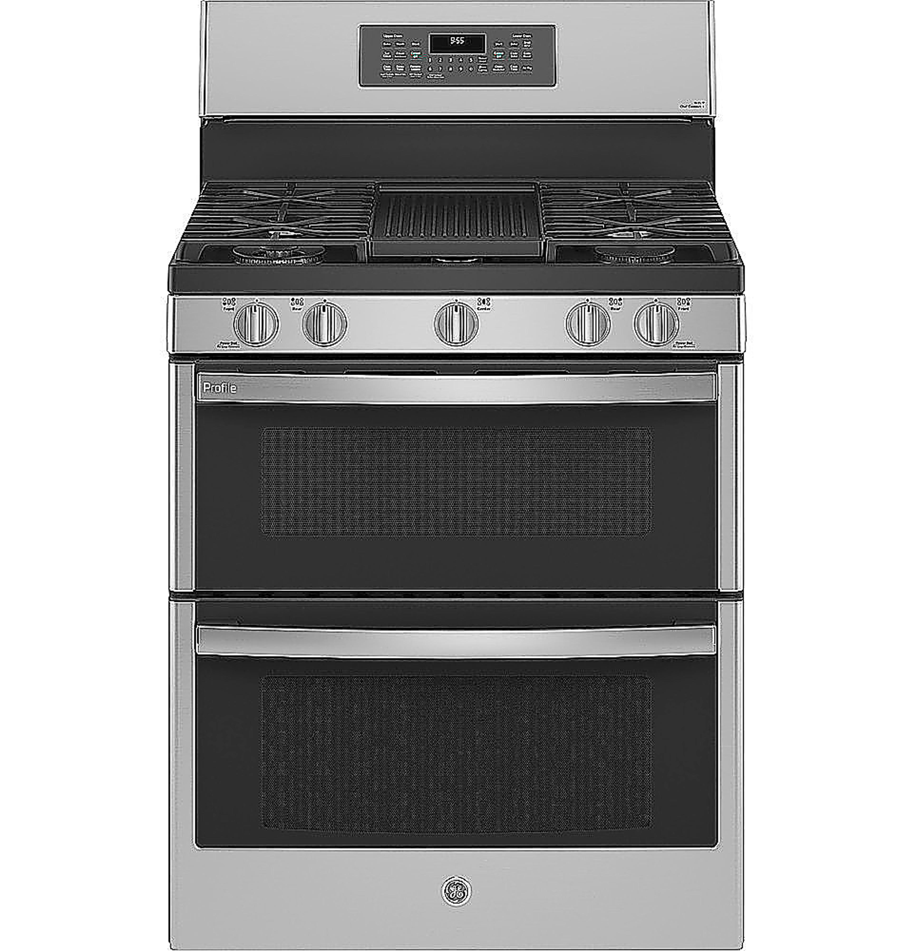 GE Profile 6.8 Cu. Ft. Frestanding Double Oven Gas True Convection Range with No-Preheat Air Fry Stainless Steel PGB965YPFS - Best Buy