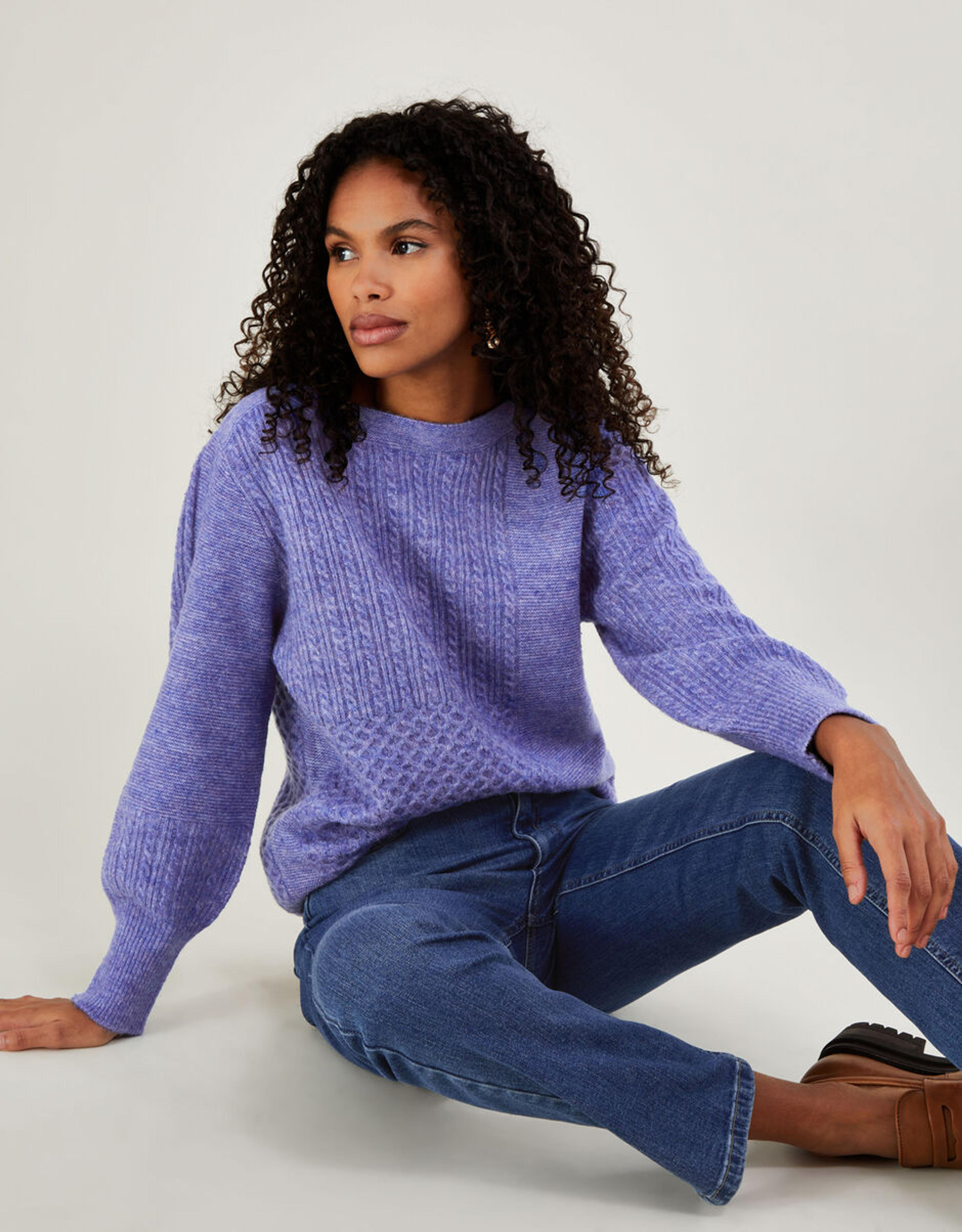 Supersoft Patch Stitch Tunic Jumper with Recycled Polyester Blue | Jumpers | Monsoon UK.