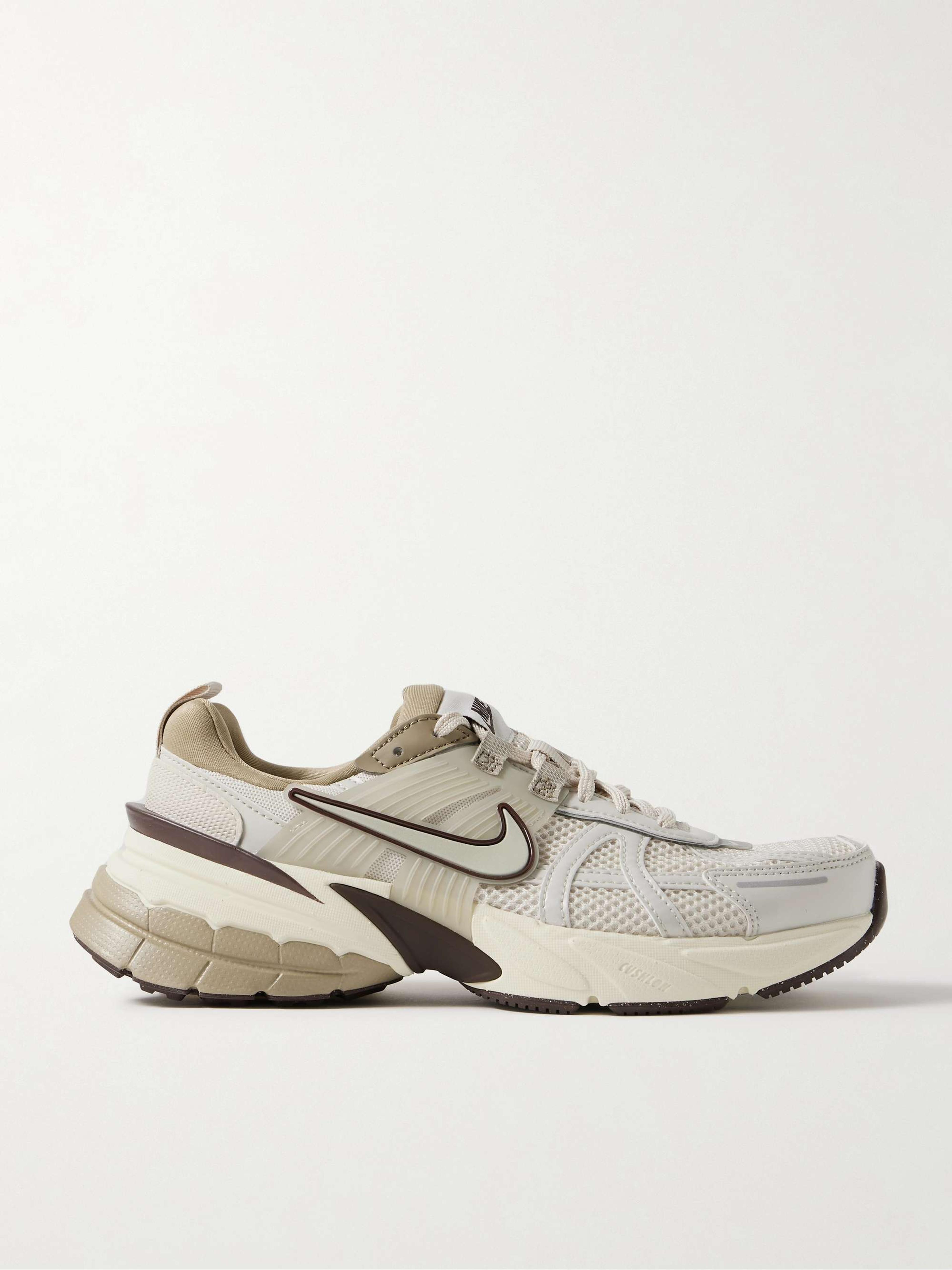 NIKE V2K Run rubber and metallic leather-trimmed mesh sneakers