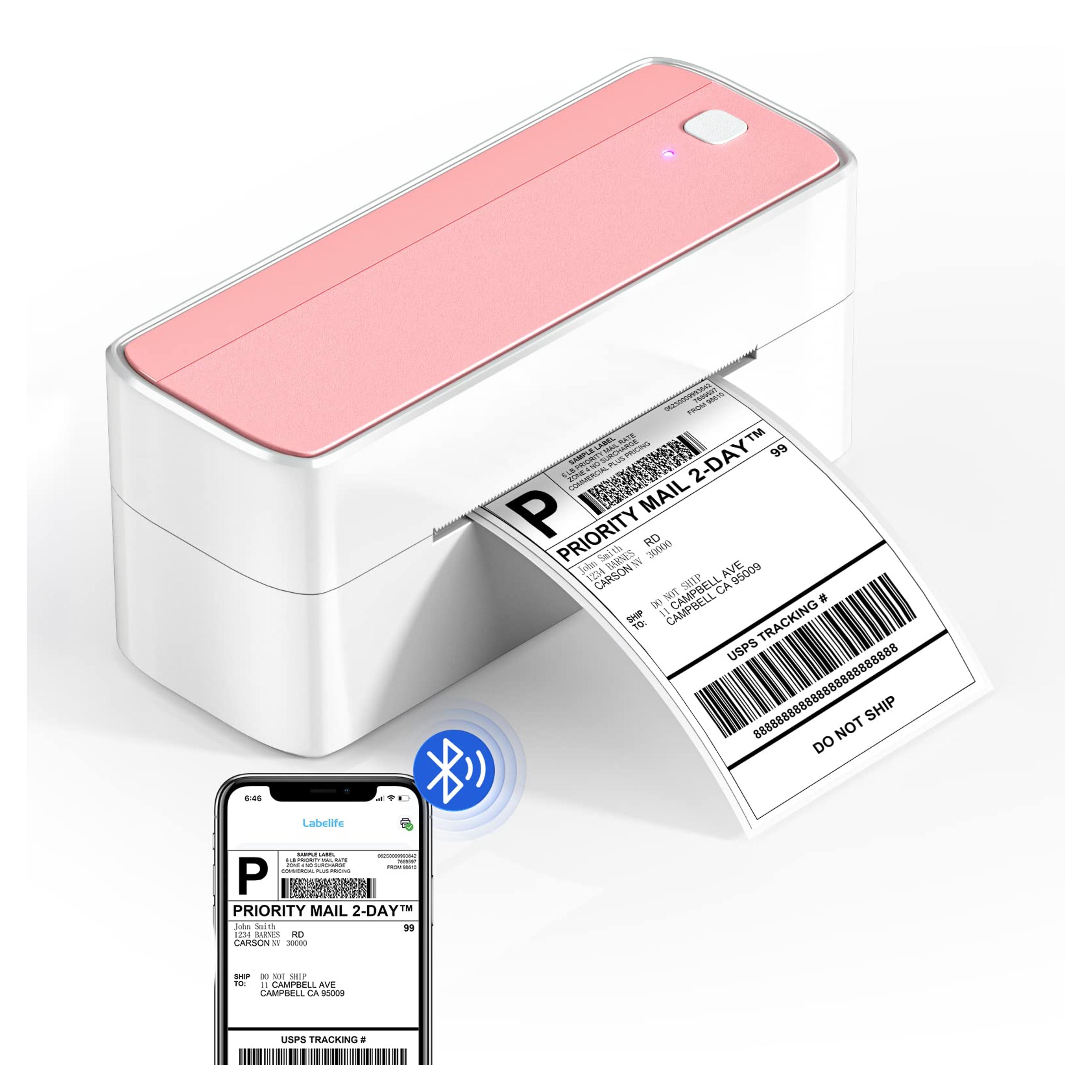 Itari Bluetooth Shipping Label Printer 4x6 Thermal Label Printer for Shipping Packages & Small Business,Pink Wireless Label Printer Support with iPad iPhone and Android,Work for Amazon Etsy USPS UPS