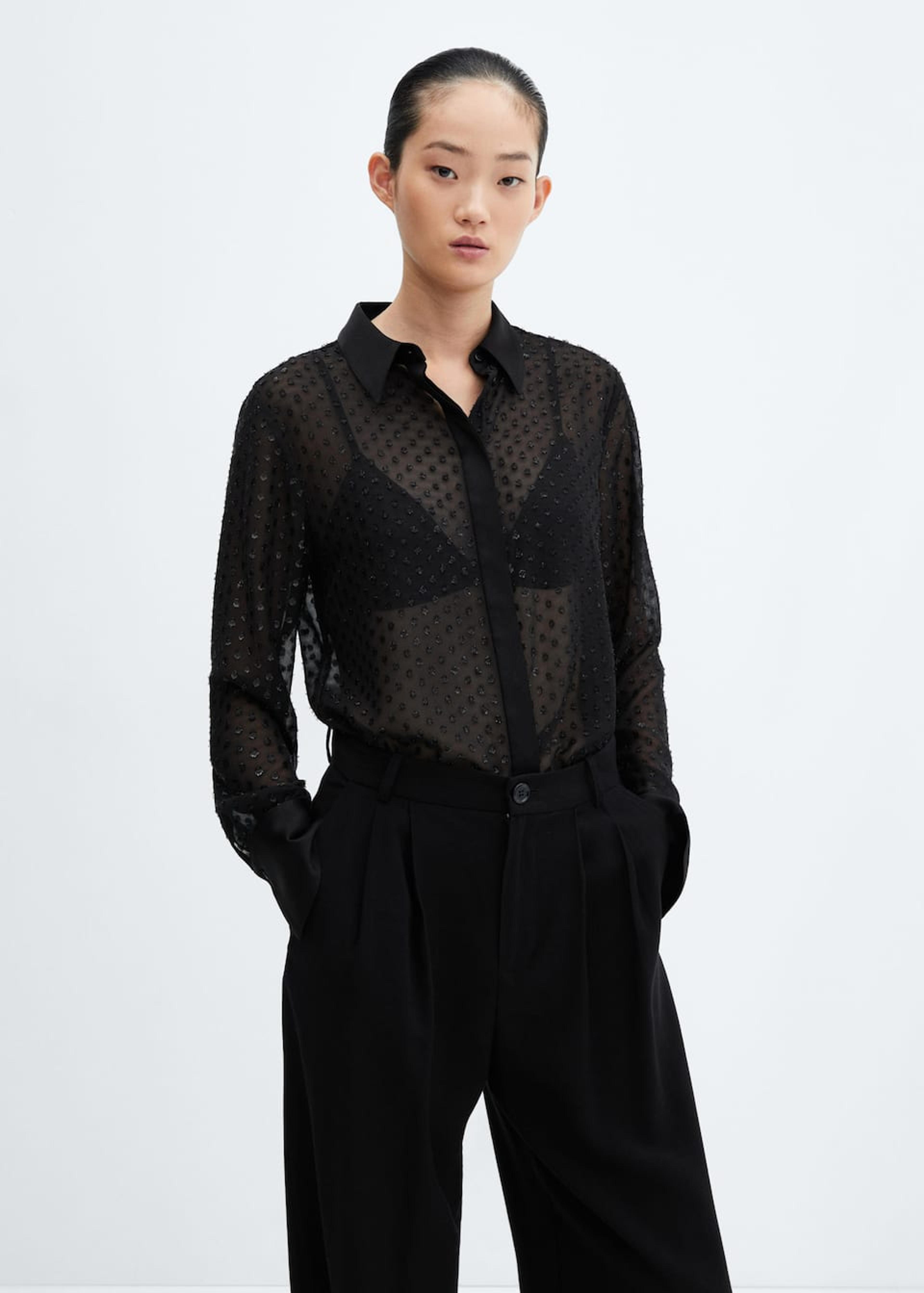 Semi-transparent plumeti shirt - Women | Mango USA