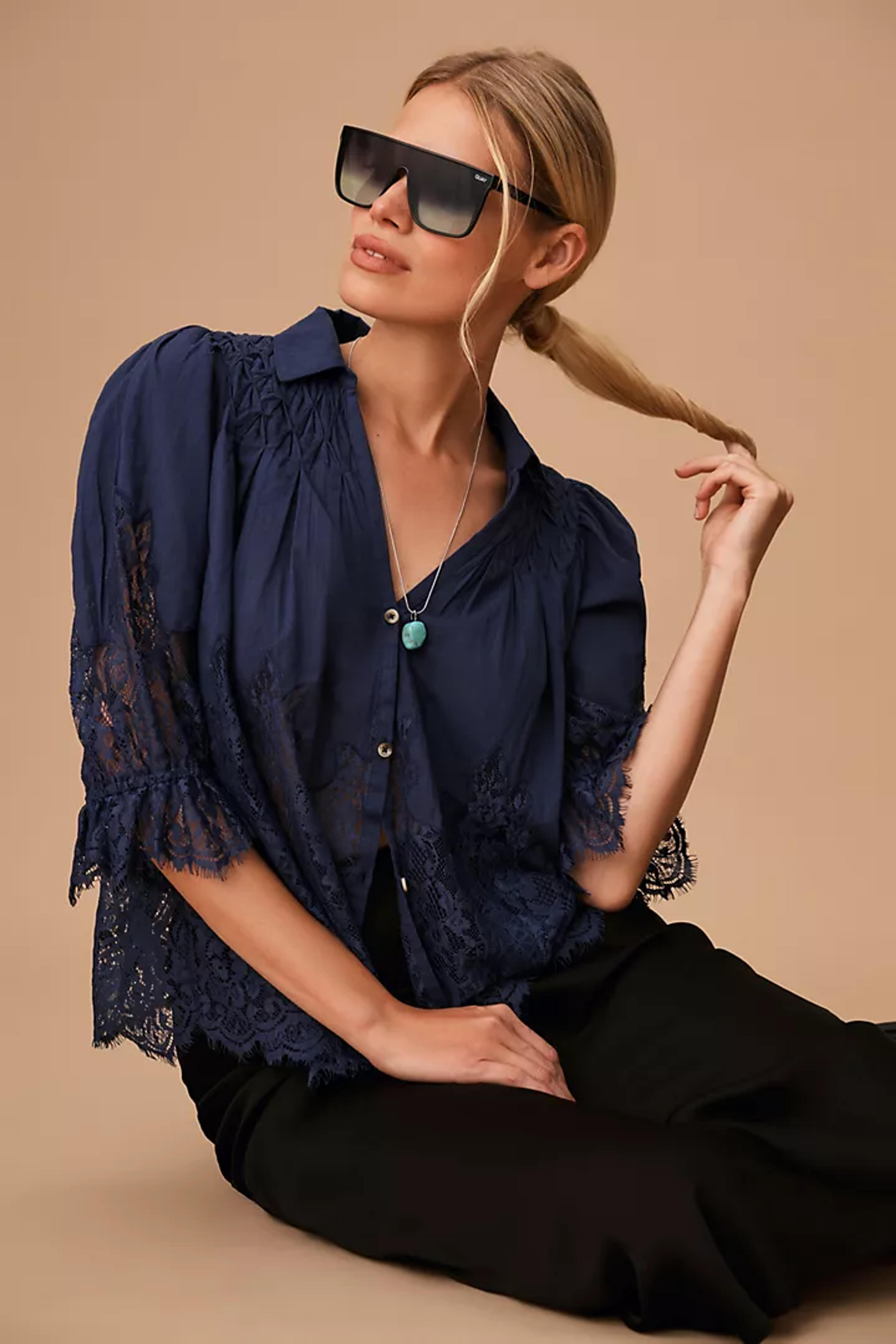 By Anthropologie Victorian Sheer-Lace Blouse | Anthropologie