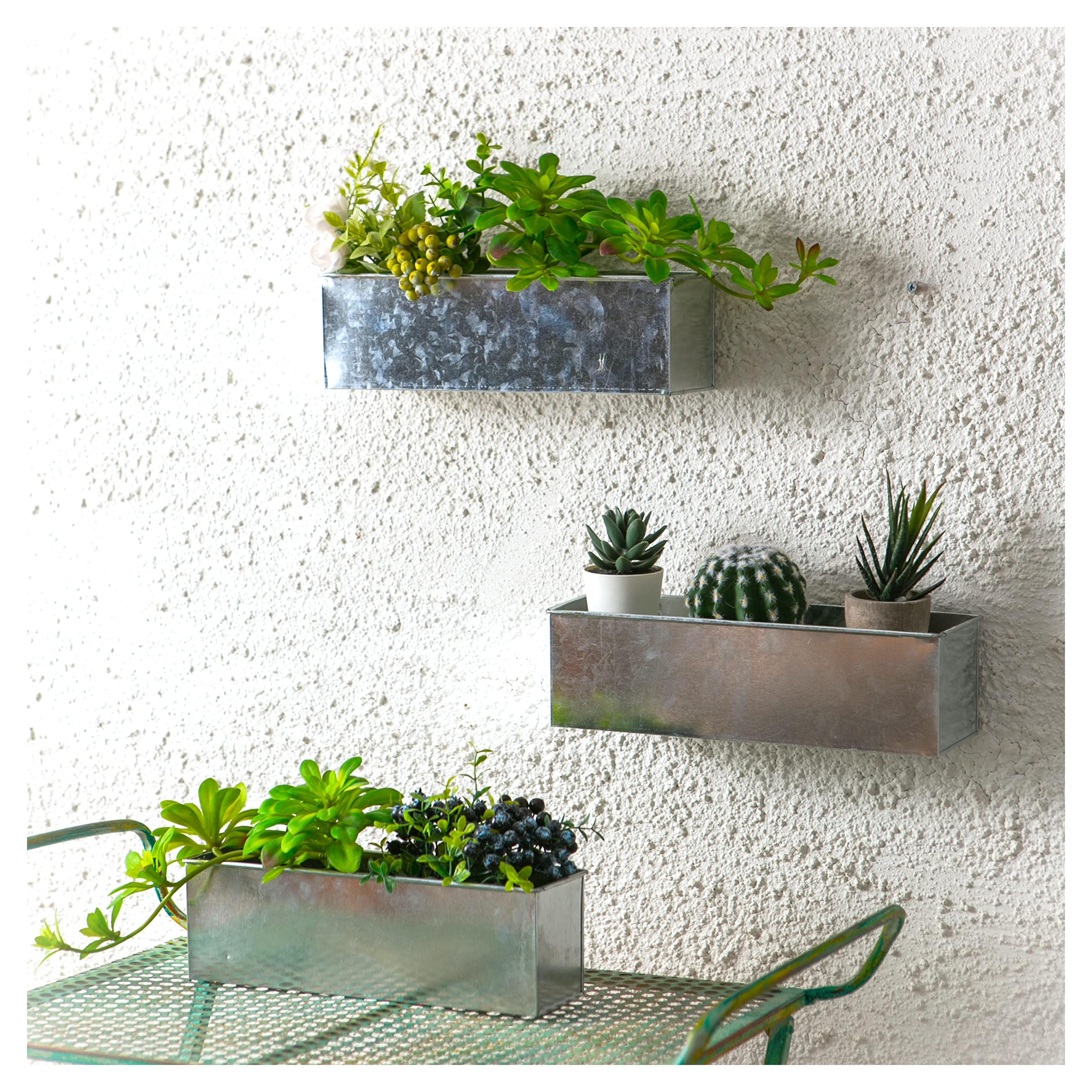 Amazon.com: LaLaGreen Wall Planter - 3 Pack, 12 Inch Large Wall Mount Succulent Planters Black, Wall Hanging Rectangular Metal Flower Pot Window Planter Box Fence Railing Minimalist Floating Shelve Indoor Outdoor : Patio, Lawn & Garden