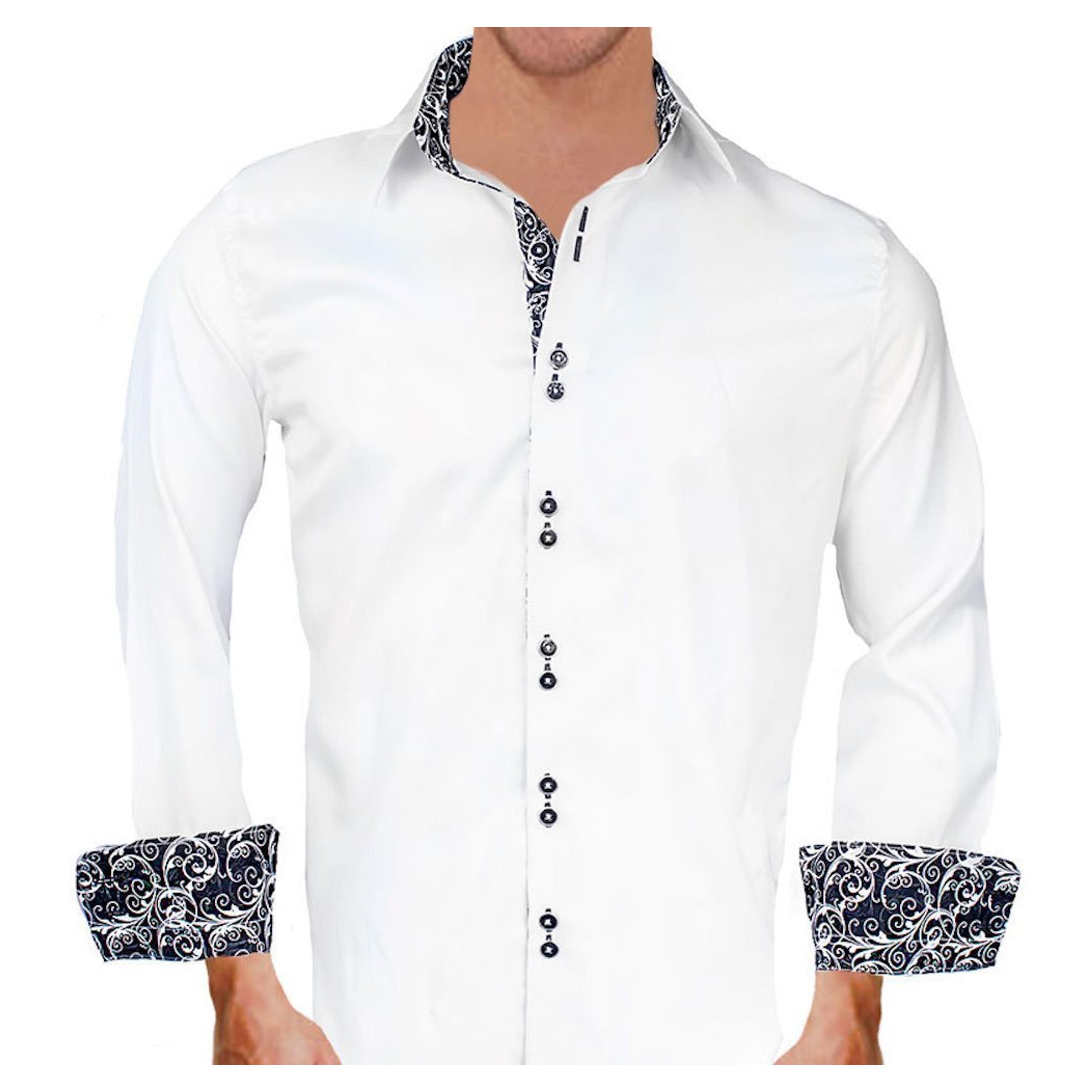 White with Black Contrast Designer Dress Shirts - Made in USA : Clothing, Shoes & Jewelry