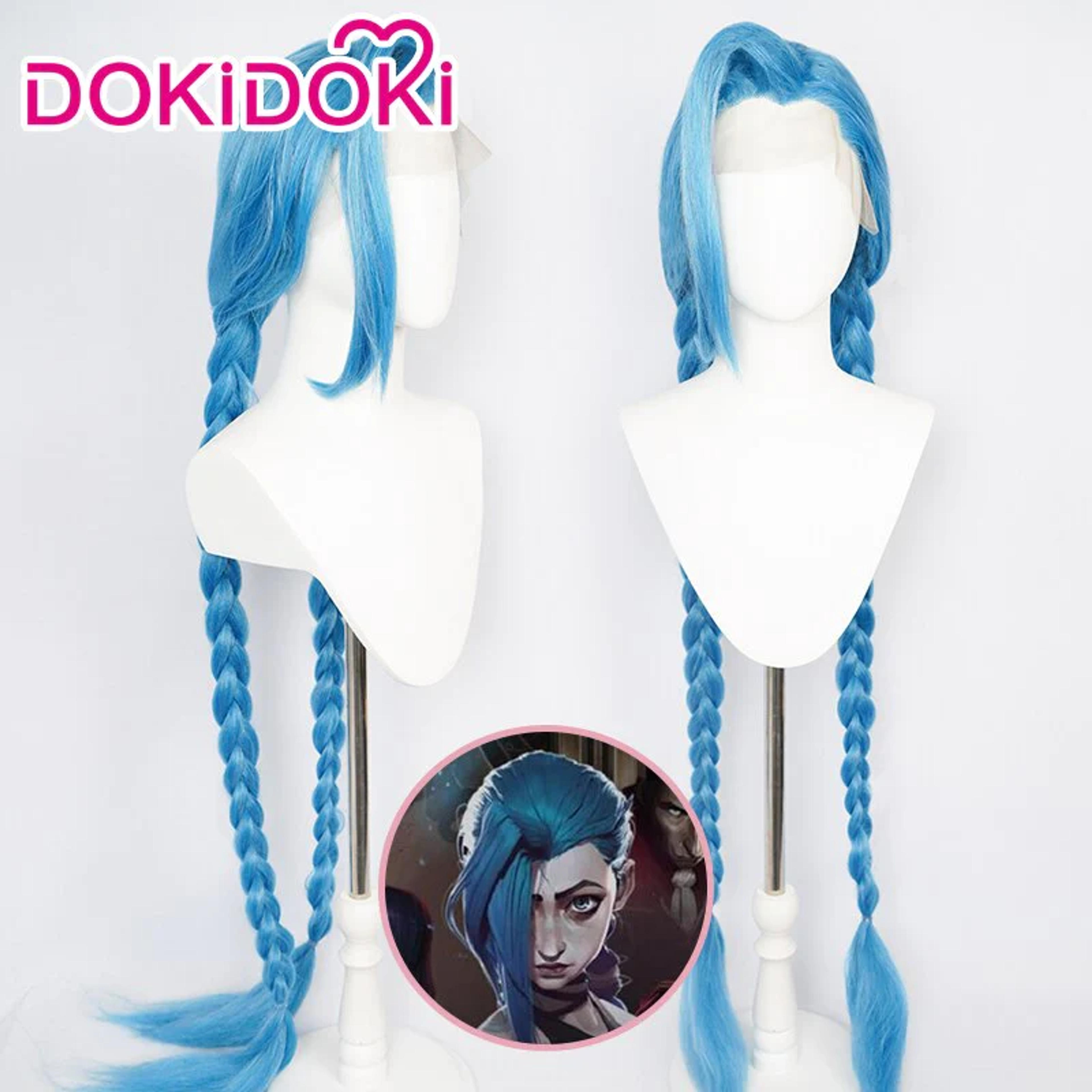 DokiDoki Anime Arcane Wig LOL League of Legends Jinx Cosplay Wig Fron – dokidokicosplay