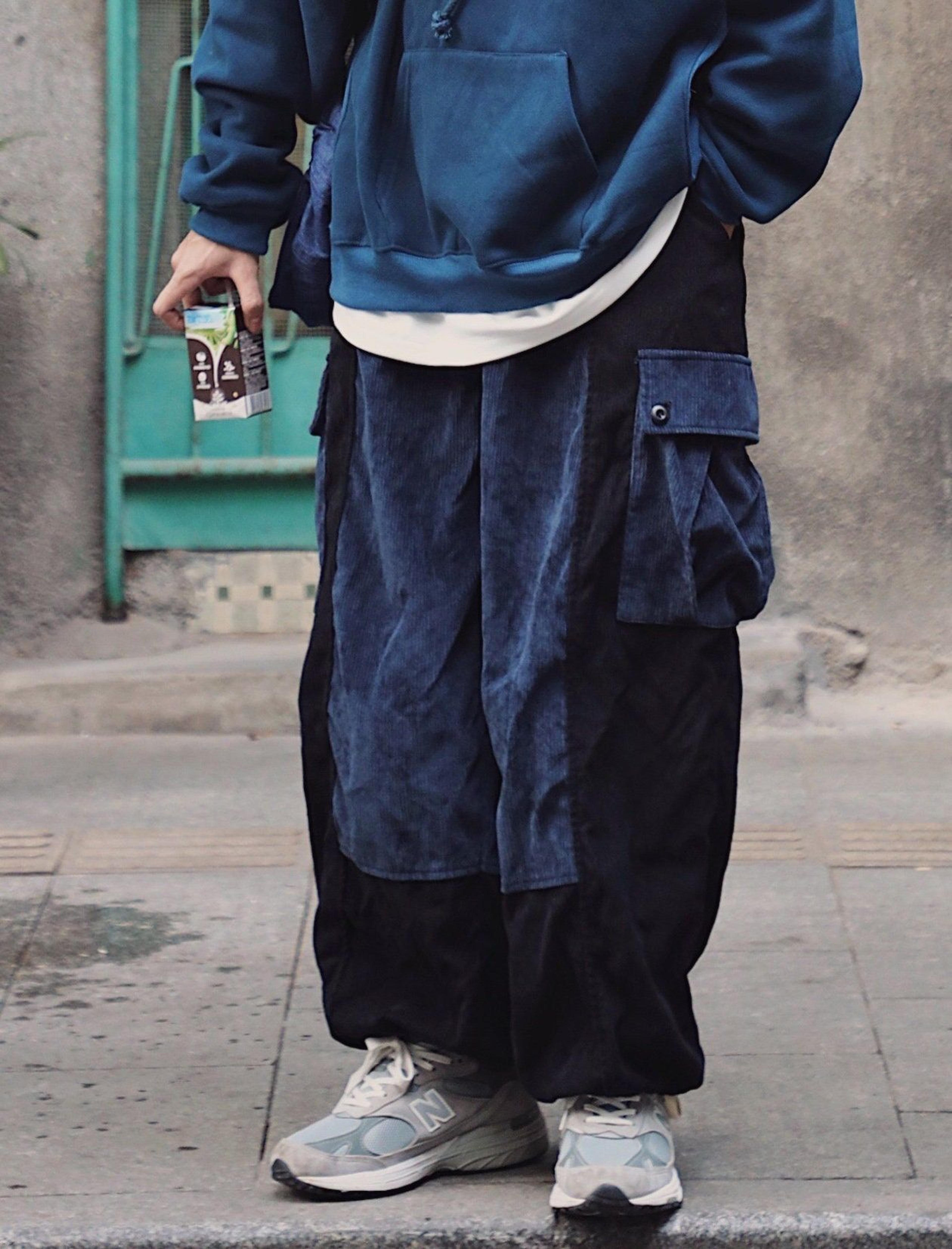 Navy Blue Corduroy Pants, Japanese Baggy Pants, Wide Leg Pants, High Waisted Pants, Streetwear Trouser Pants