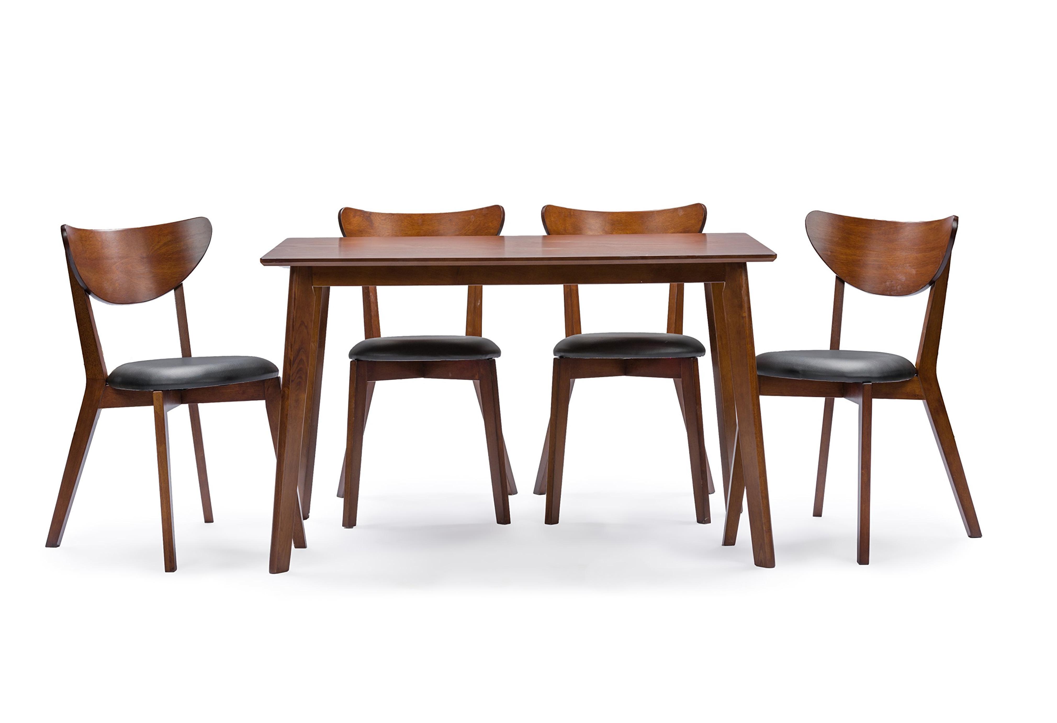 Baxton Studio Sumner Mid-Century Style 5 Piece Dining Set, Walnut Brown