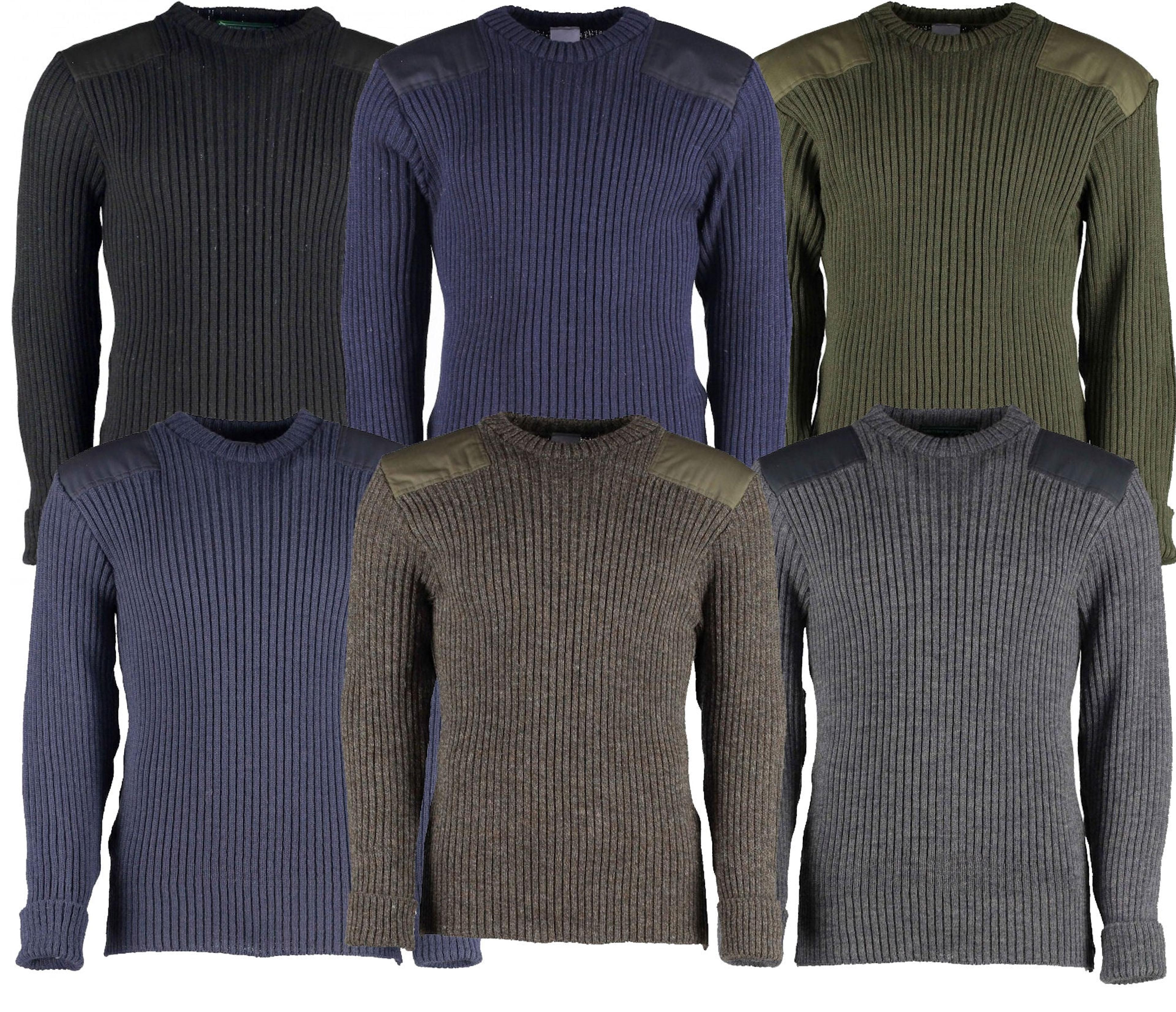 British Commando Sweater Woolly Pully CREW Neck - Various Colors