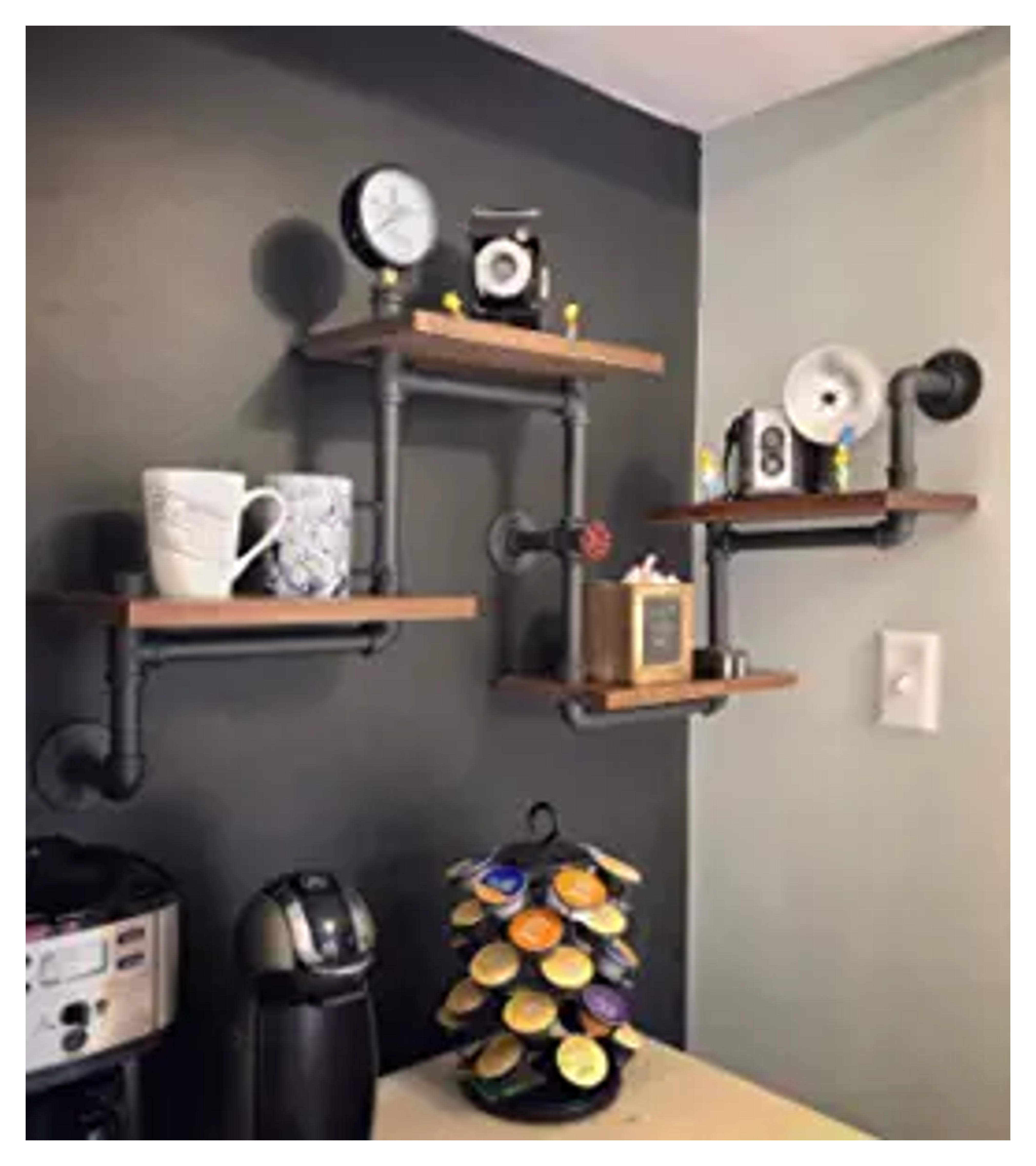 Amazon.com: Industrial Rustic Modern Wood Ladder Pipe Wall Shelf 4 Layer Pipe Design Bookshelf DIY Shelving : Home & Kitchen