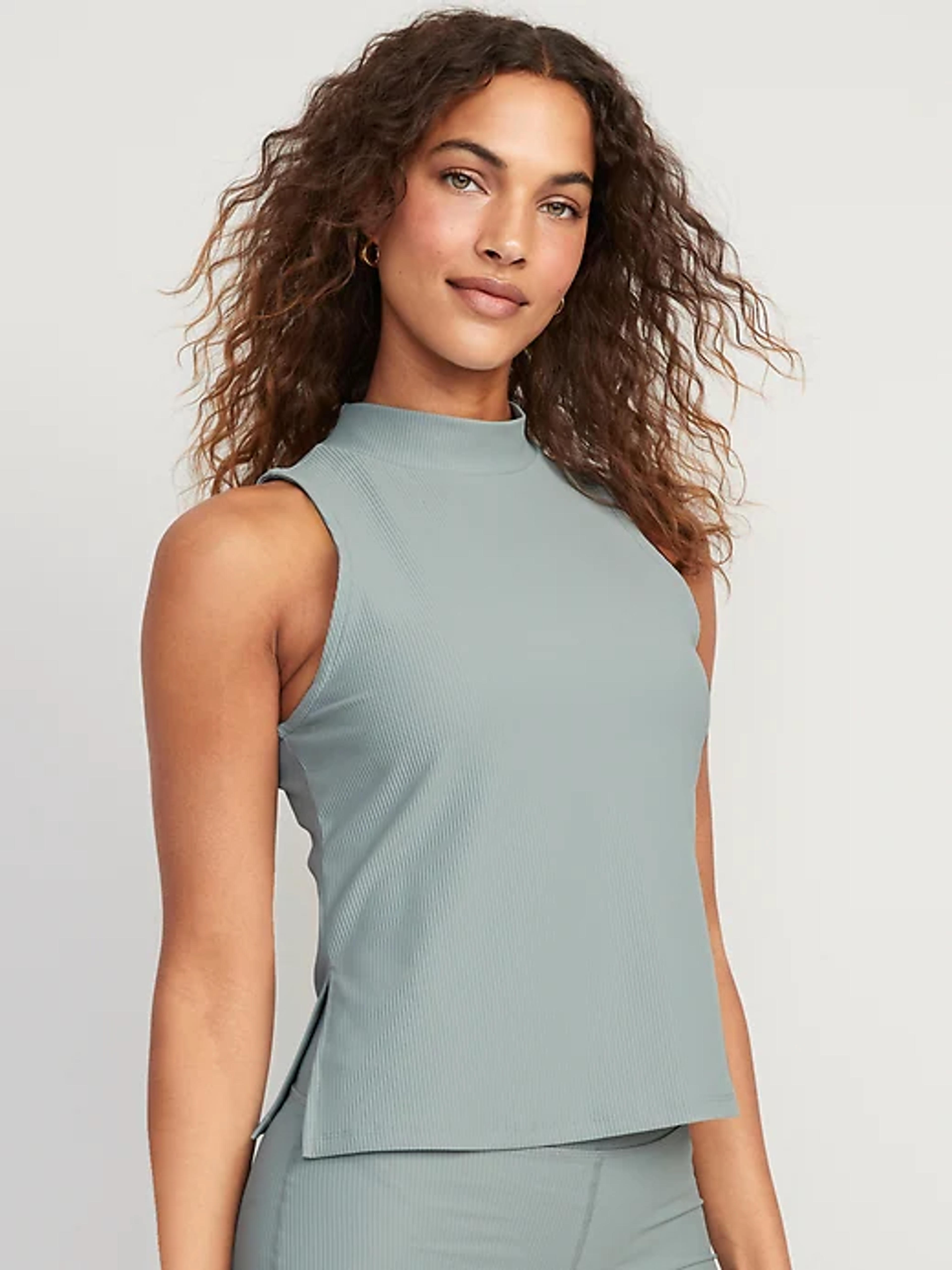 PowerSoft Rib-Knit Mock-Neck Sleeveless Top for Women | Old Navy