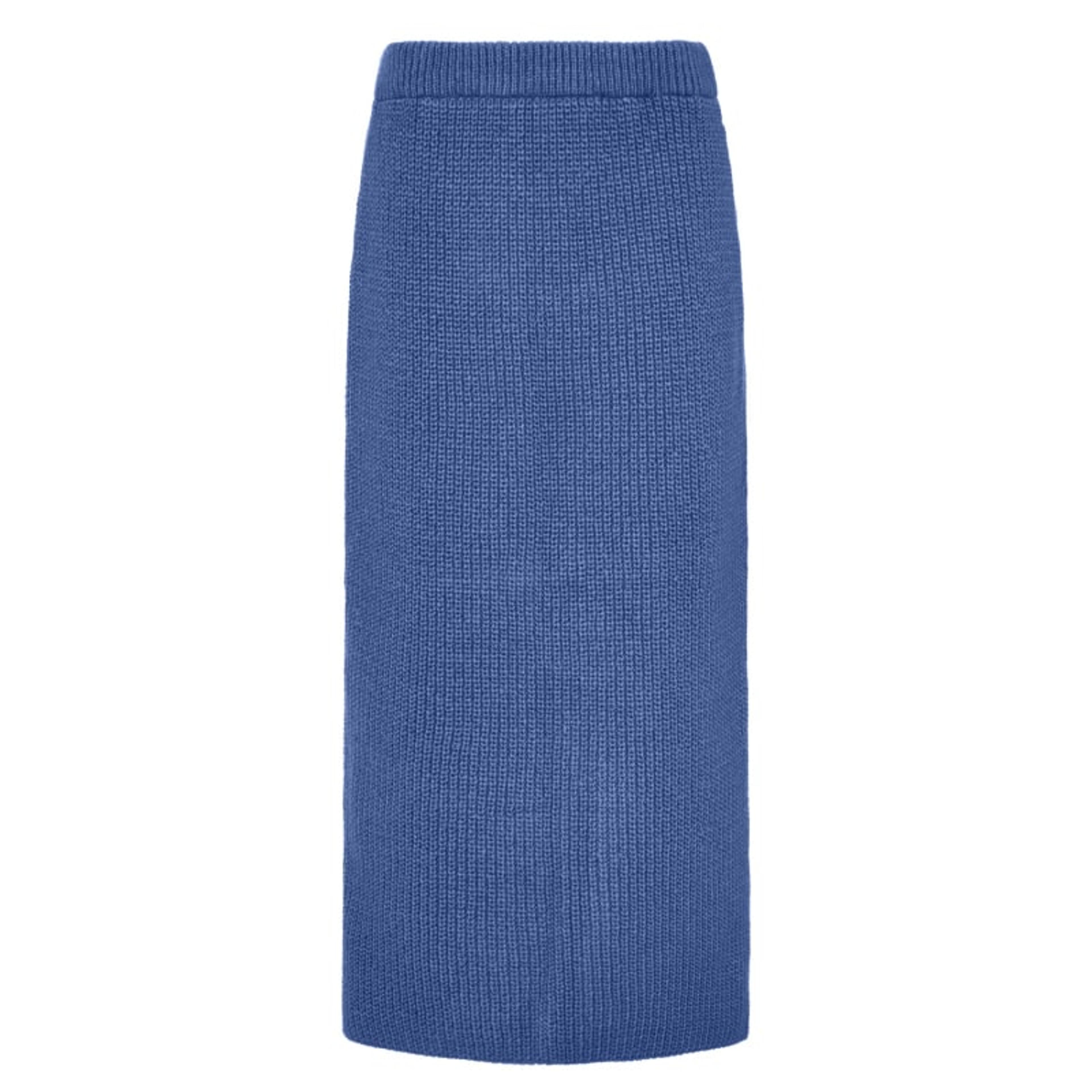 Chloe Knitted Midi Co-Ord Skirt Denim | Cara & The Sky | Wolf & Badger