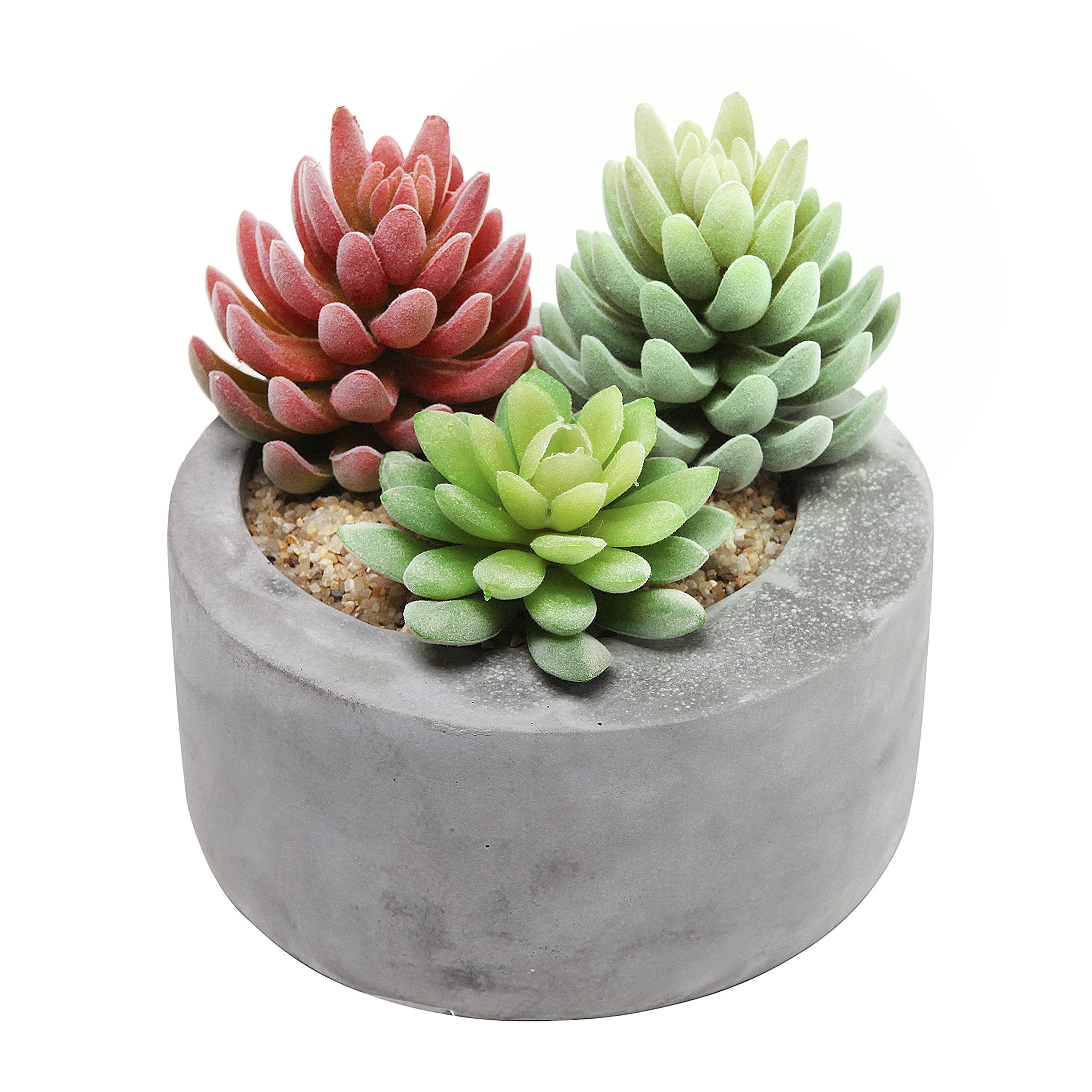 7" Gray Cement Modern Circular Succulent Pot Planter, Candleholder, Storage Bowl for Keys & Coins