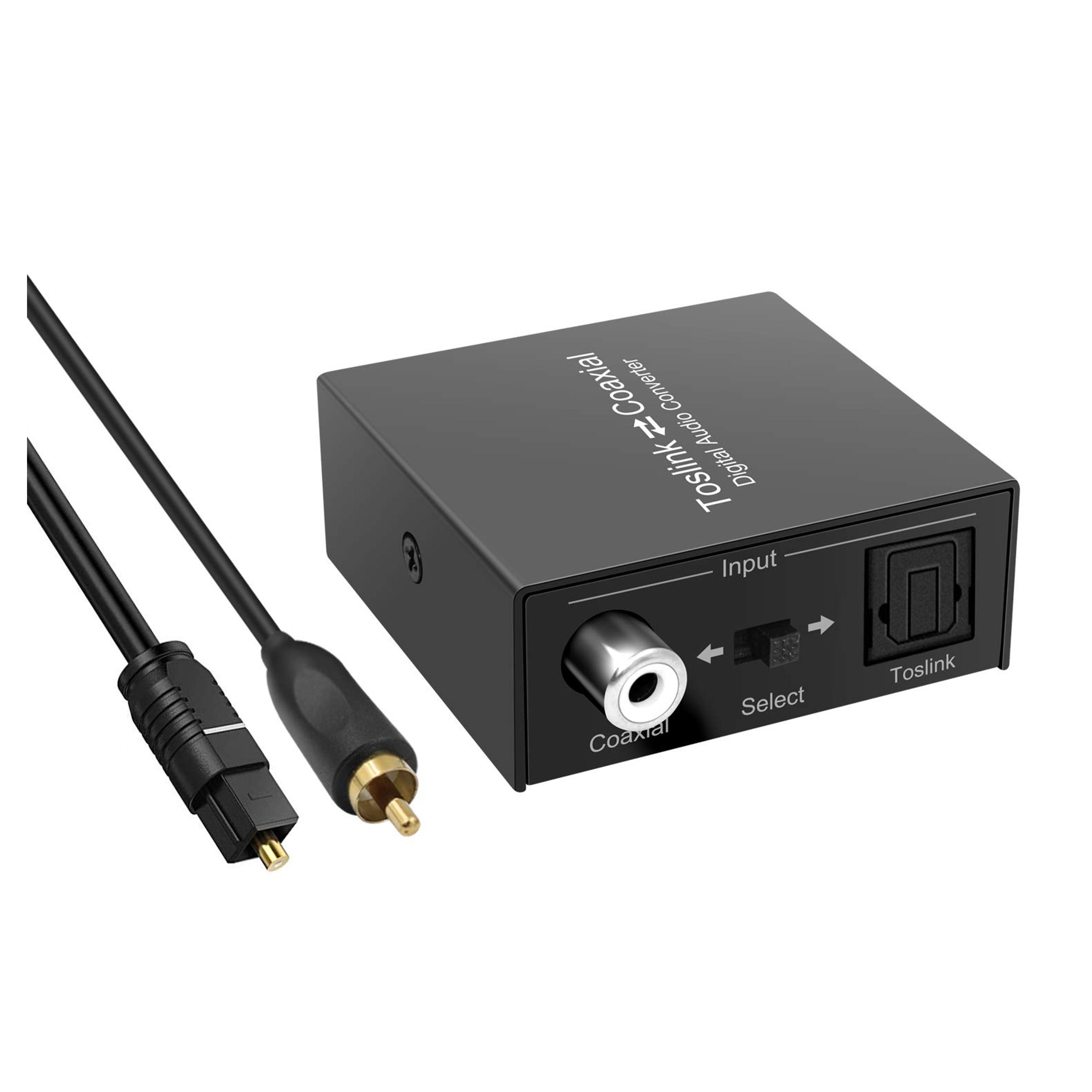 Optical to Coaxial or Coax to Optical Digital Audio Converter Adapter, Bi-Directional Digital Coaxial to/from SPDIF Optical (Toslink) Audio Signal Converter/Repeater