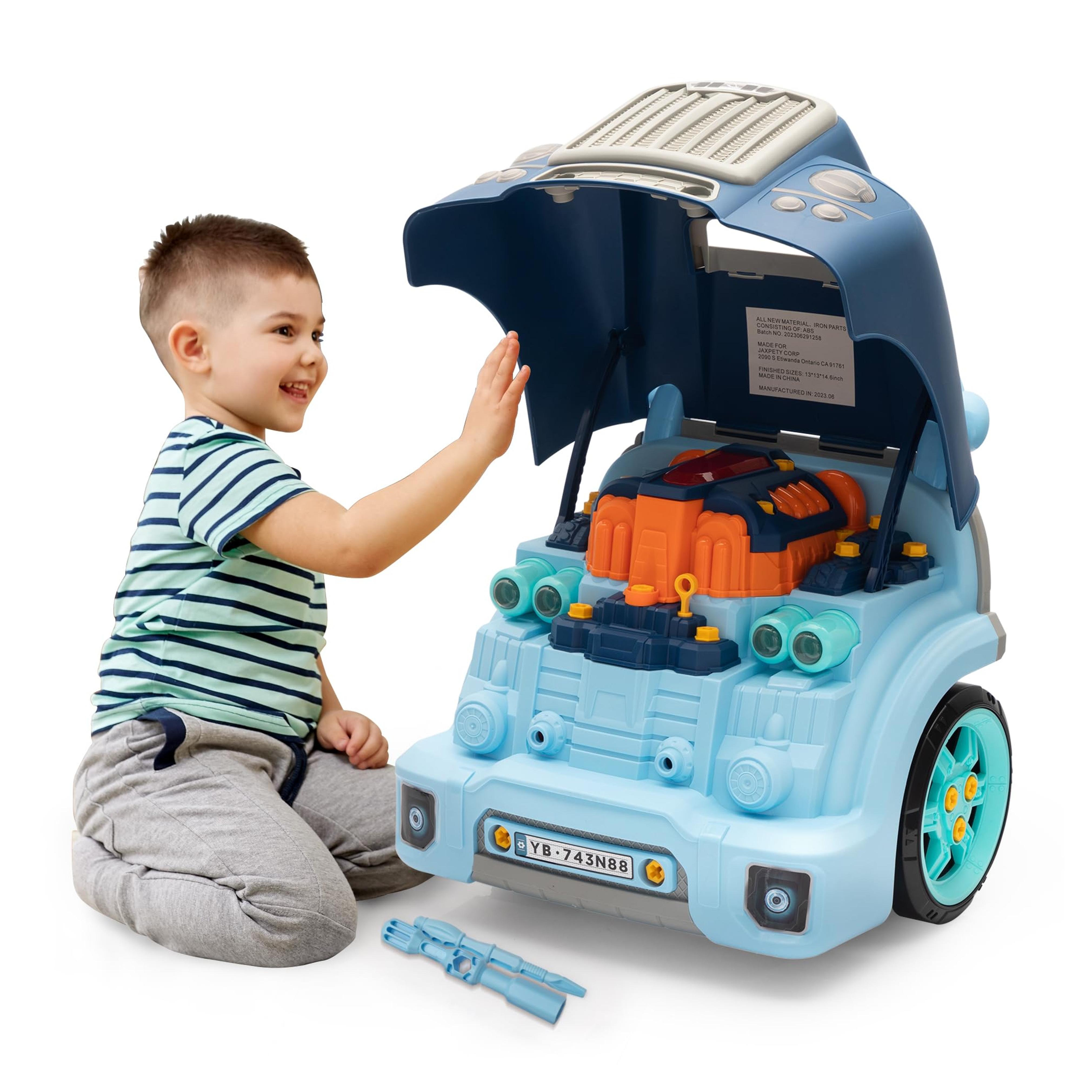 Amazon.com: Nyeekoy Interactive Car Engine Toy Set for Kids 3-8, Toddler Mechanic Repair Kit, for Boys, Build and Play with Engine Building Kit, Large Truck Toy Engine(Blue) : Toys & Games